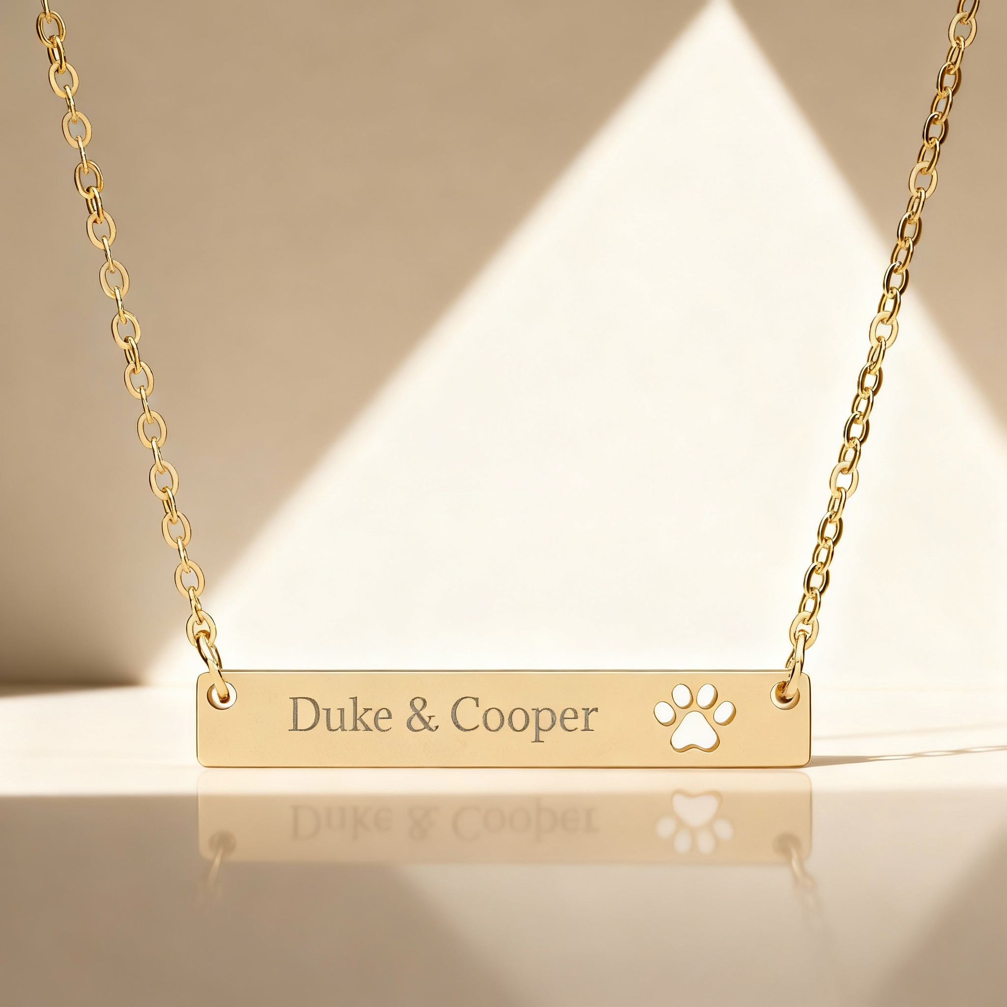 Engravable Paw Bar Necklace – Personalized Pet Name Jewelry for Dog &amp; Cat Lovers product thumbnail image