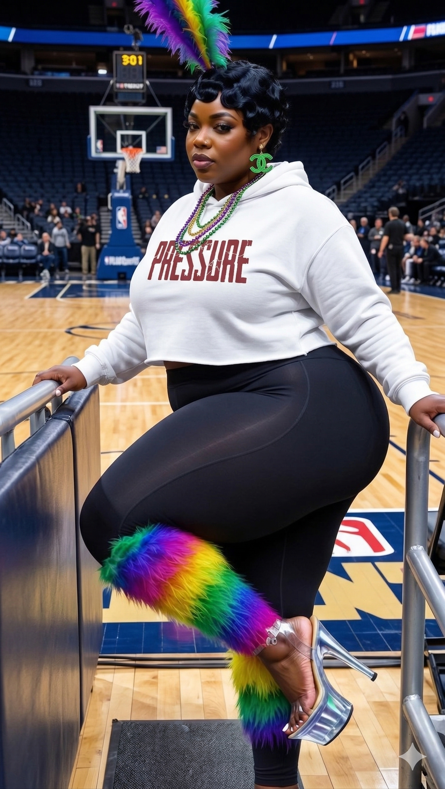 Cropped Hoodie — 'PRESSURE' Red Distressed Graphic Crop Sweatshirt product thumbnail image