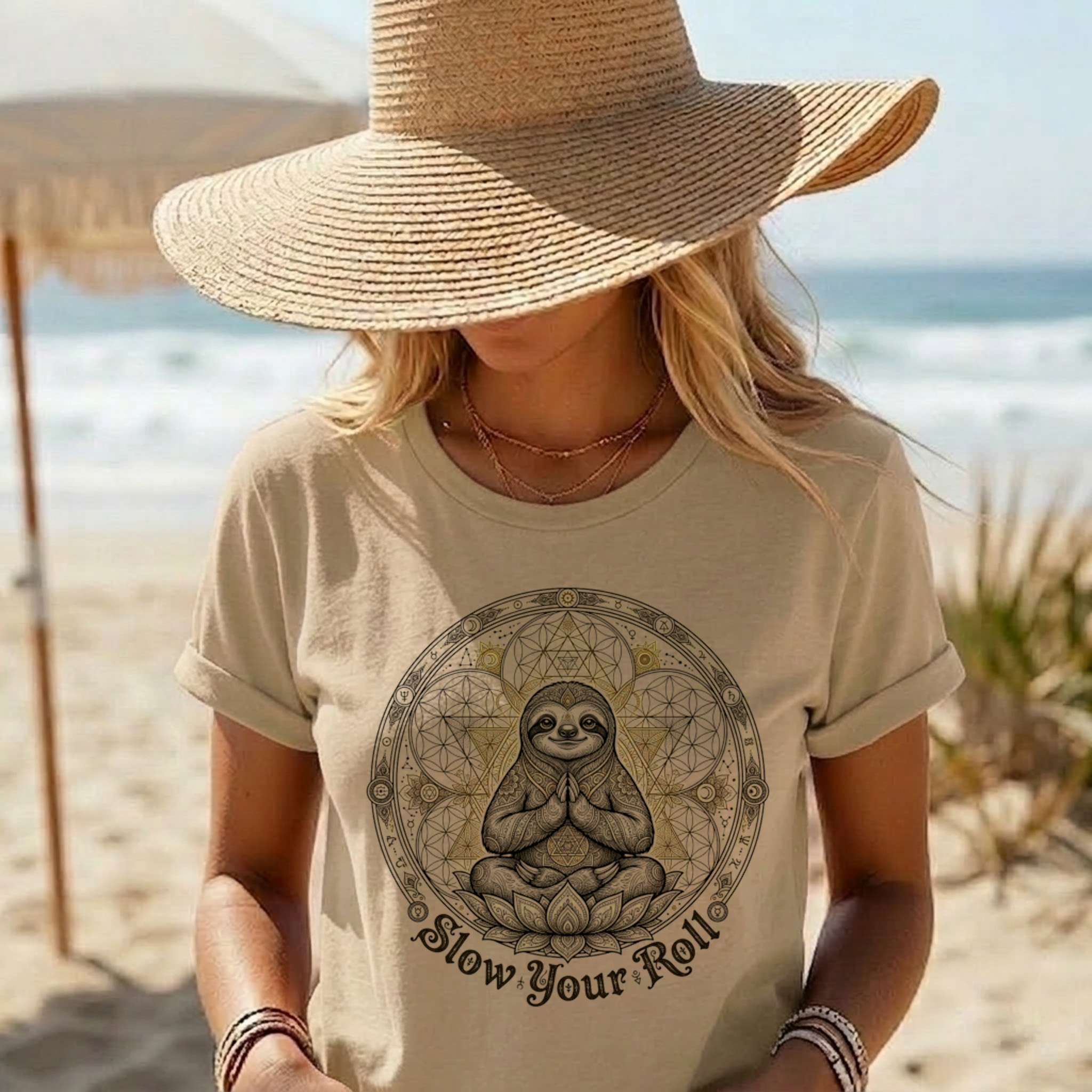 Meditating Sloth Lotus Flower Shirt | Mindfulness Yoga Gift | Slow Your Roll Apparel