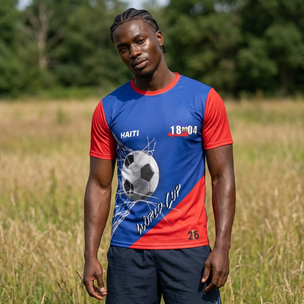 Haiti Soccer 2026 World Cup Jersey Tee — Blue Red Graphic Men’s Shirt