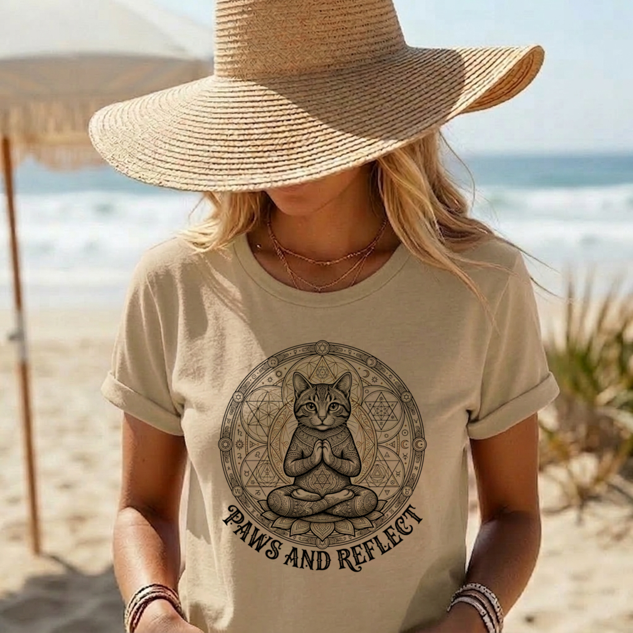 Meditating Cat Lotus Shirt | Paws and Reflect | Spiritual Zen Yoga Sacred Geometry Apparel