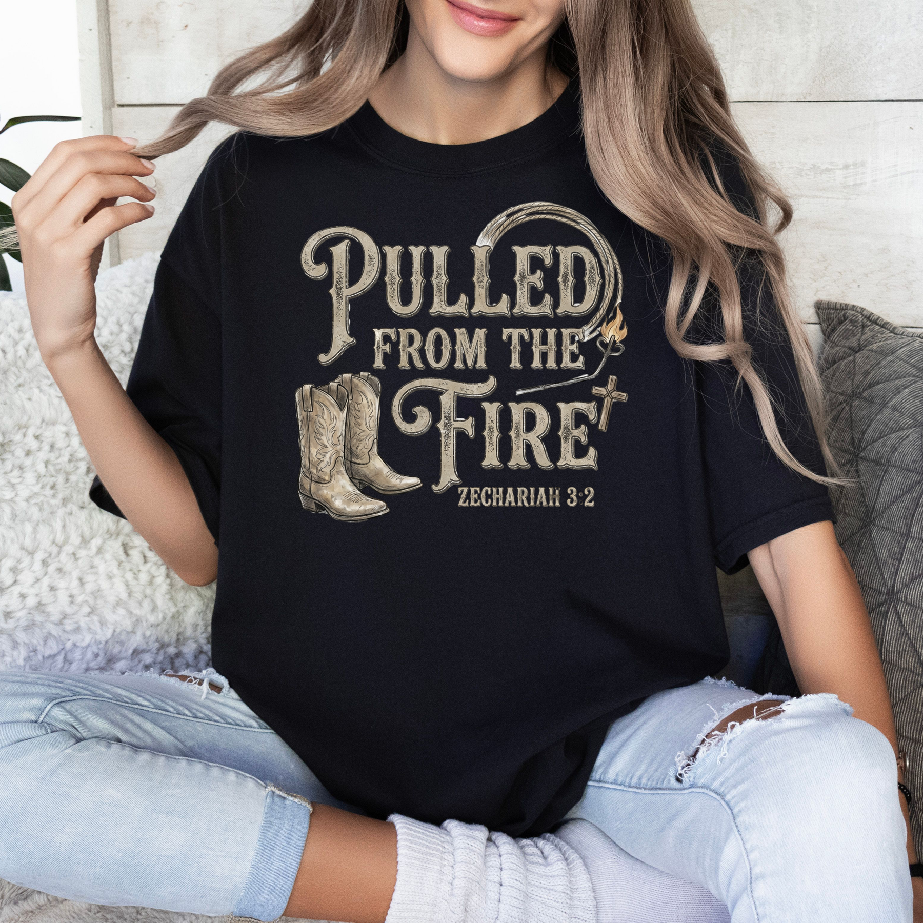 Pulled From The Fire - Zechariah 3:2 - T-shirt