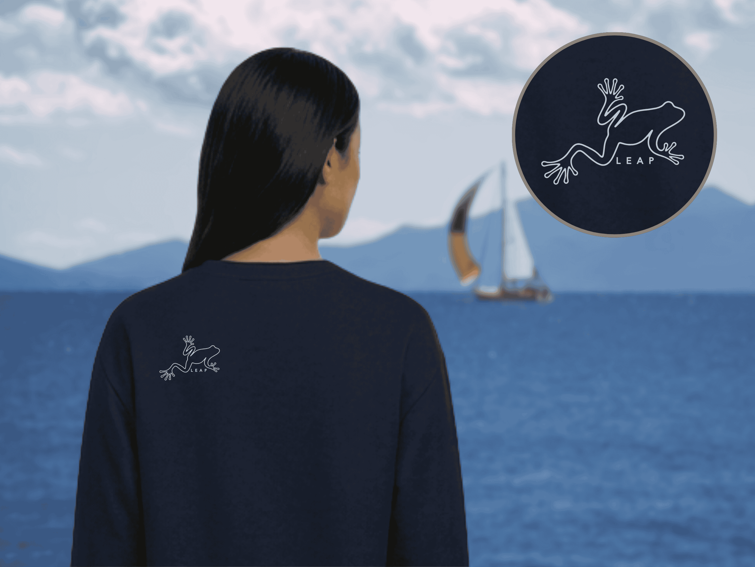 Minimalist Frog Sweatshirt, Quiet Luxury Crewneck, Midweight Fleece, Oversized Streetwear, Mindful Clothing, Meditation Gift product thumbnail image