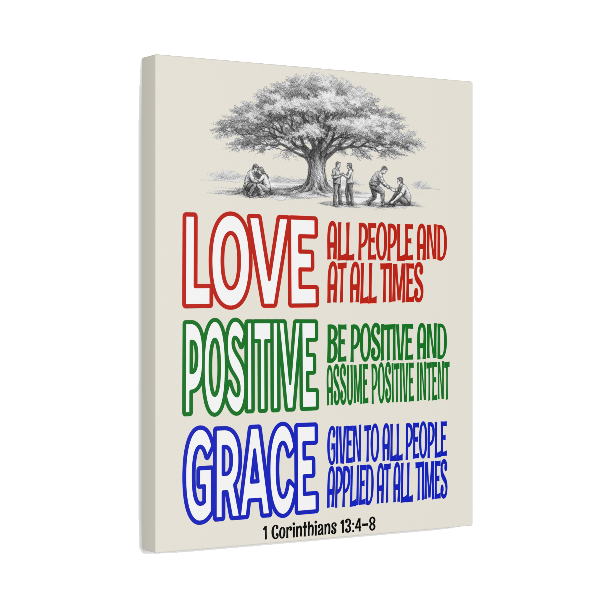 #LSS 1 Corinthian - Love Positive Grace - Christian Scripture Canvas Wall Art Matte Stretched Print
