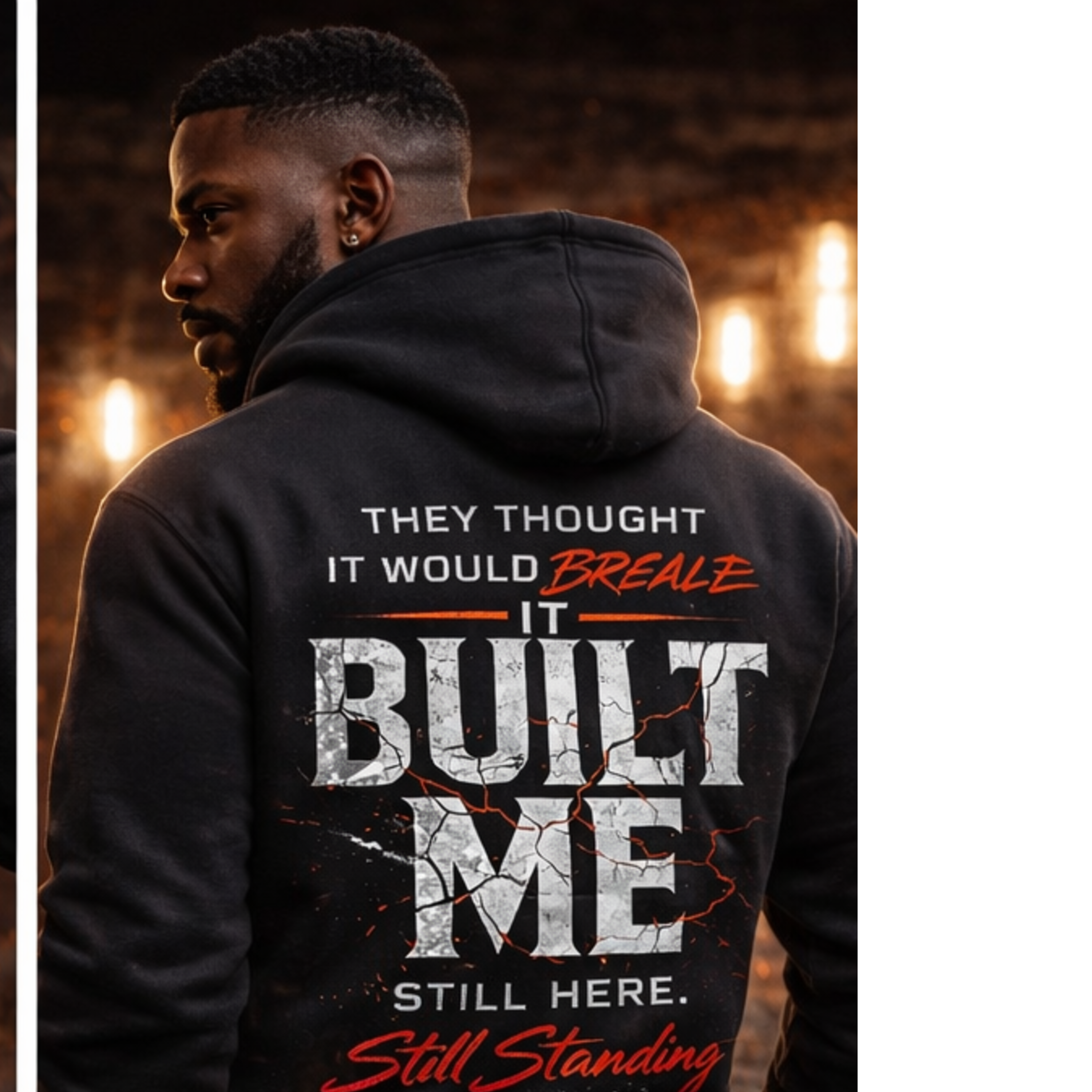Built From Breaking Hoodie — 'They Thought It Would Break Me' Inspirational Pullover product thumbnail image Built From Breaking Hoodie — 'They Thought It Would Break Me' Inspirational Pullover product thumbnail image