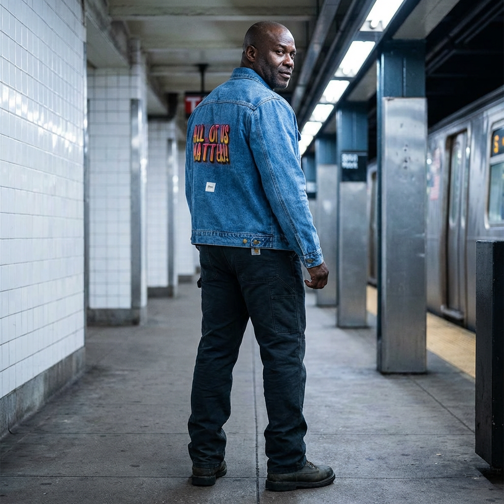 ALL OF US MATTER Denim Jacket | Colorful Back Graphic | Unisex Classic Fit | Statement Outerwear | LifeCoachDesigns.shop product thumbnail image