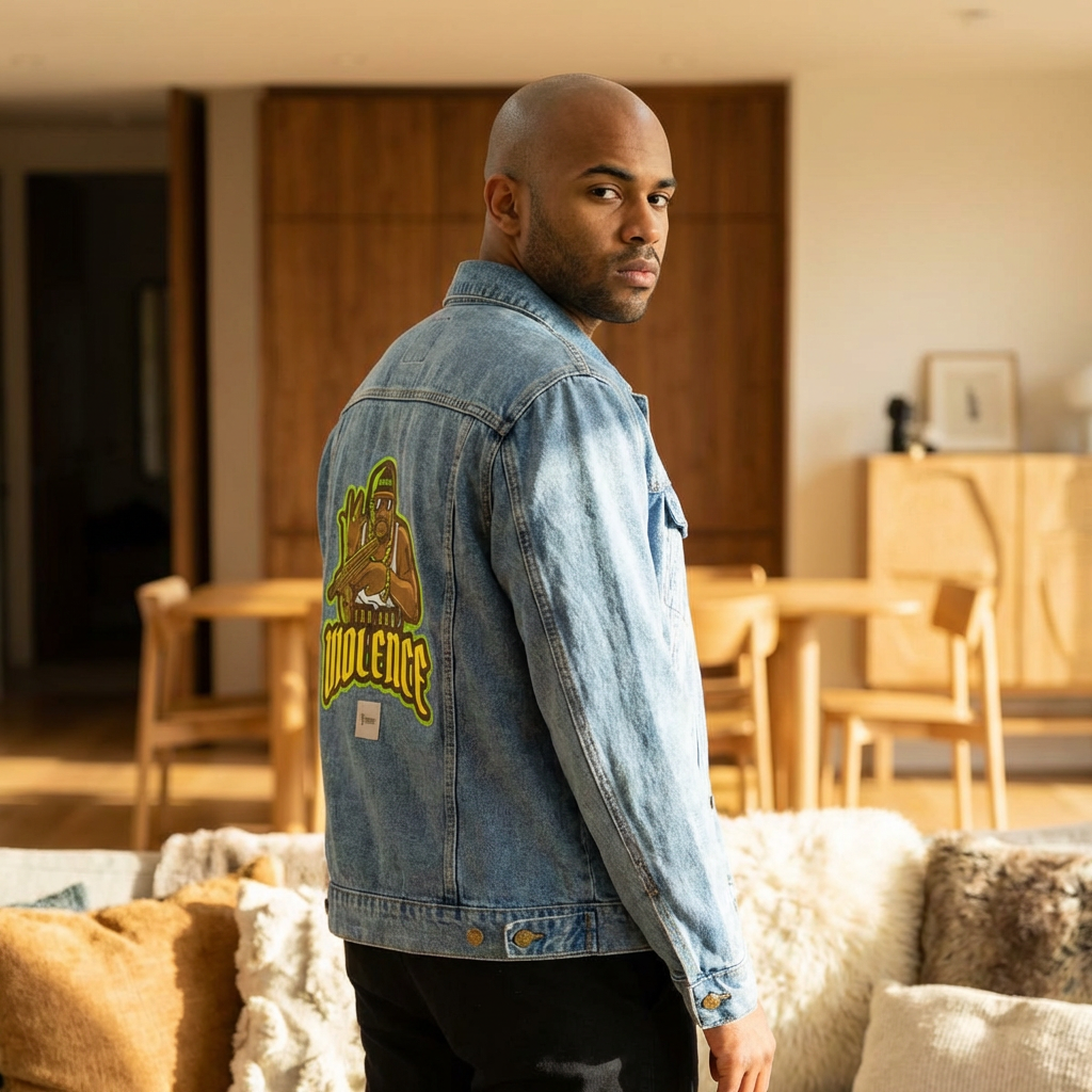 Denim Jacket – End Gun Violence Street Art Graphic Unisex Jacket product thumbnail image