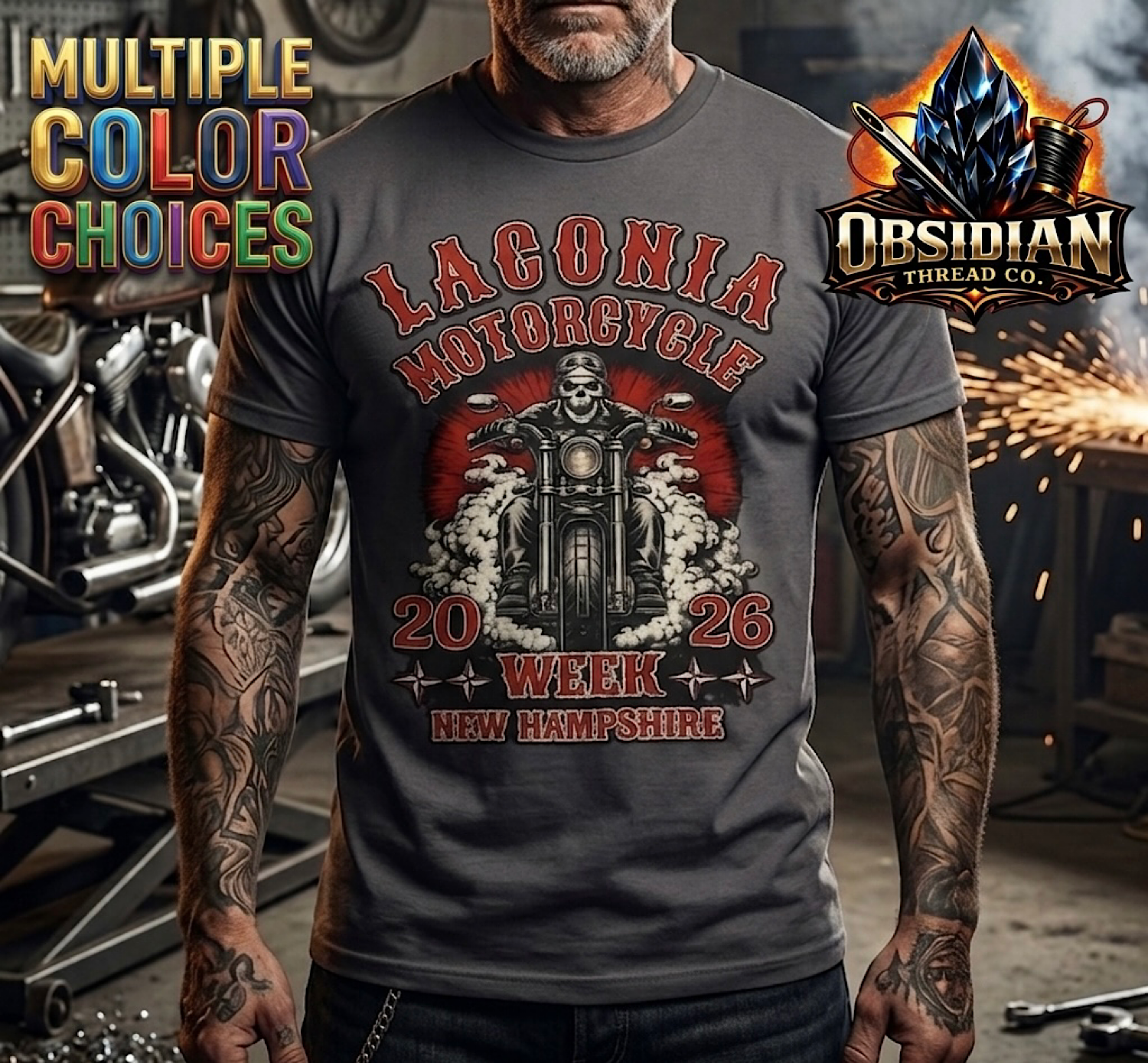Laconia NH Bike Week 2026 Shirt Motorcycle Rally Skull Rider Tee Biker T-Shirt product thumbnail image