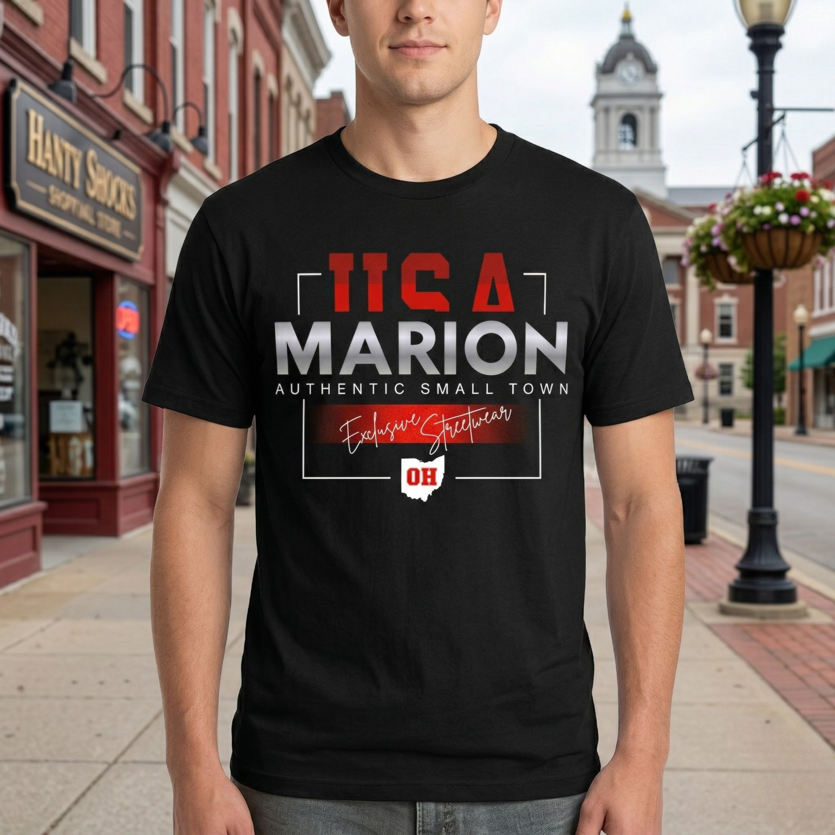 Marion Ohio Small Town T-Shirt — "USA Marion, Authentic Small Town" product thumbnail image