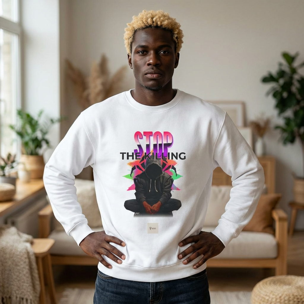 Crewneck Sweatshirt – STOP THE KILLING Graphic | Unisex Comfort Colors Sweatshirt | Street Awareness Apparel | LifeCoachDesigns.shop Exclusive