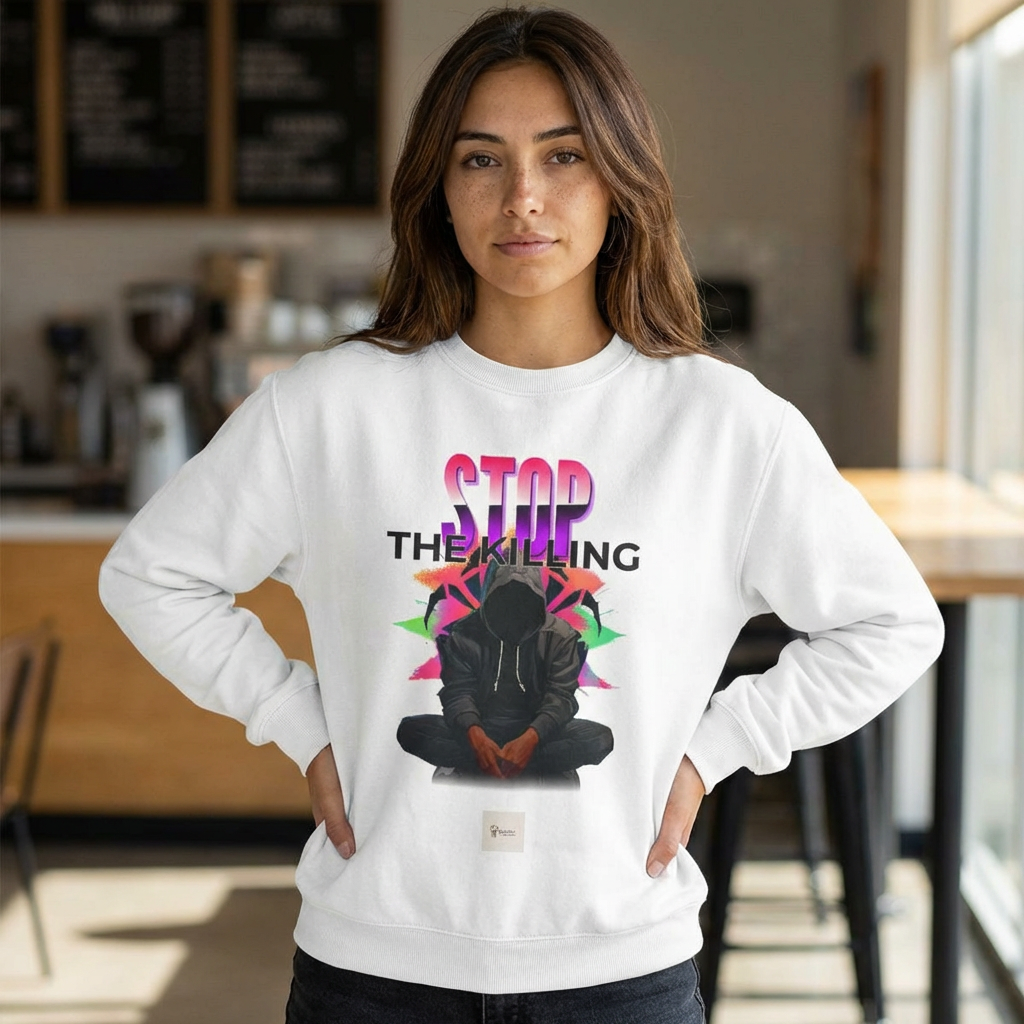 Crewneck Sweatshirt – STOP THE KILLING Graphic | Unisex Comfort Colors Sweatshirt | Street Awareness Apparel | LifeCoachDesigns.shop Exclusive product thumbnail image Crewneck Sweatshirt – STOP THE KILLING Graphic | Unisex Comfort Colors Sweatshirt | Street Awareness Apparel | LifeCoachDesigns.shop Exclusive product thumbnail image
