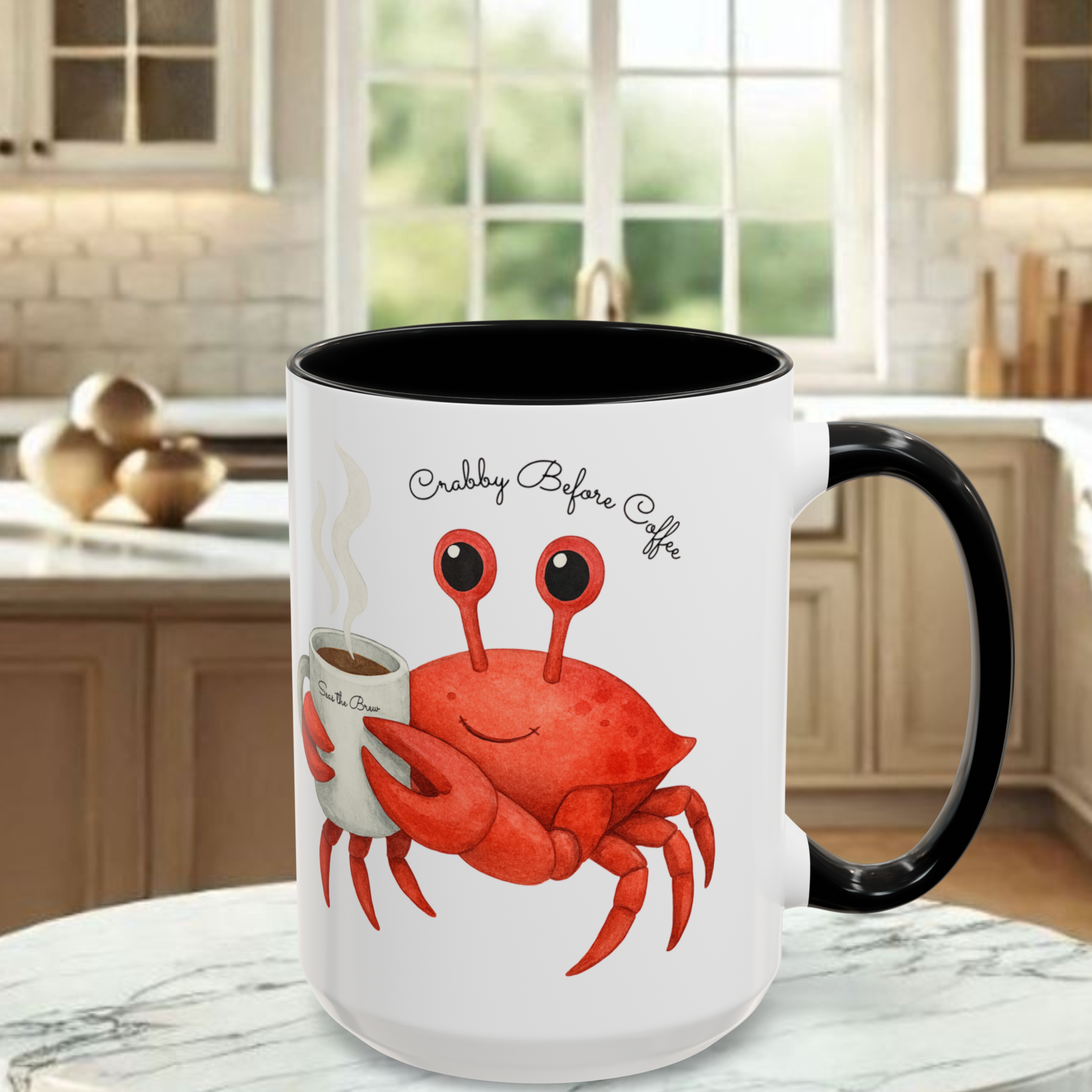 Crabby Before Coffee Coastal Cutie Mug (15oz) product thumbnail image