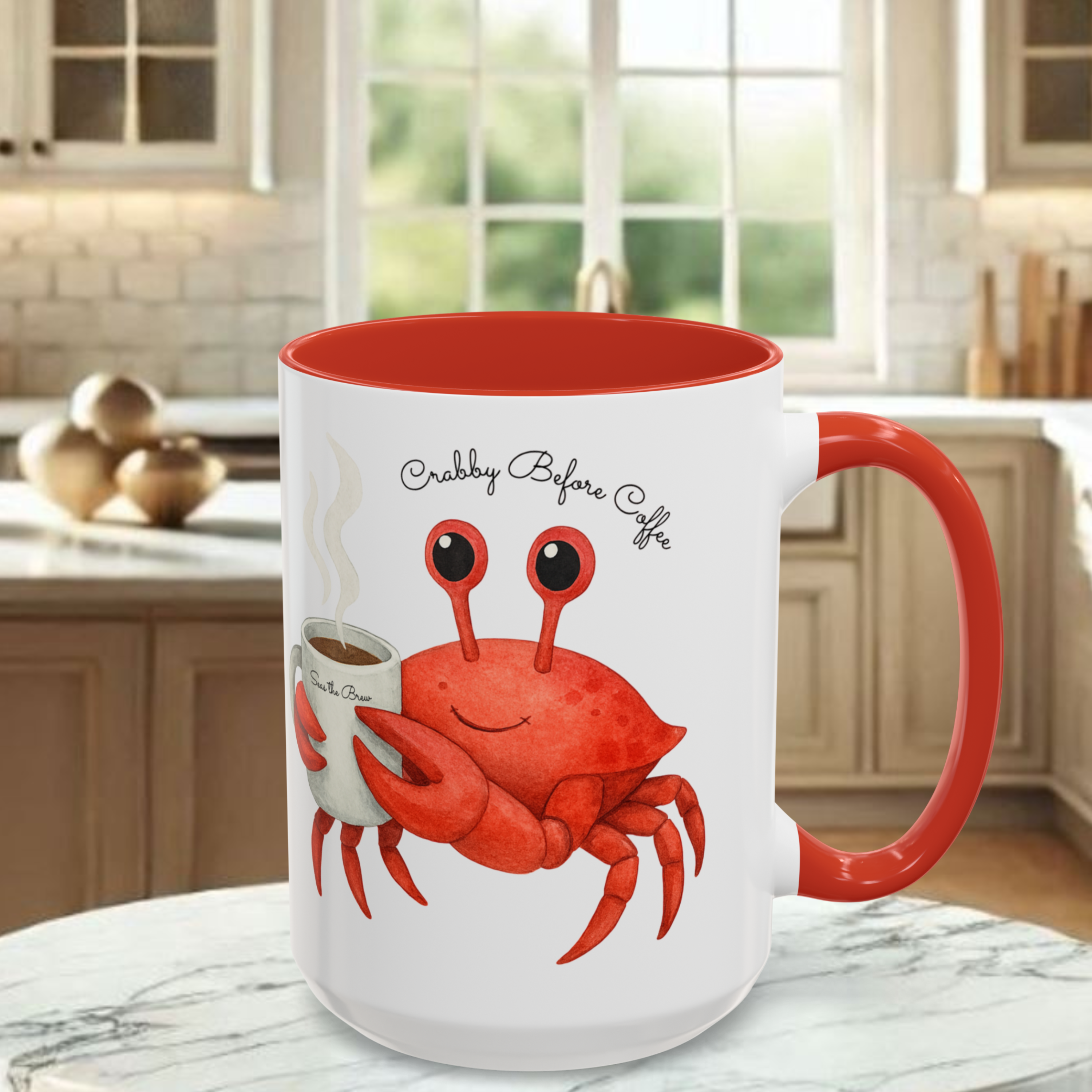 Crabby Before Coffee Coastal Cutie Mug (15oz)