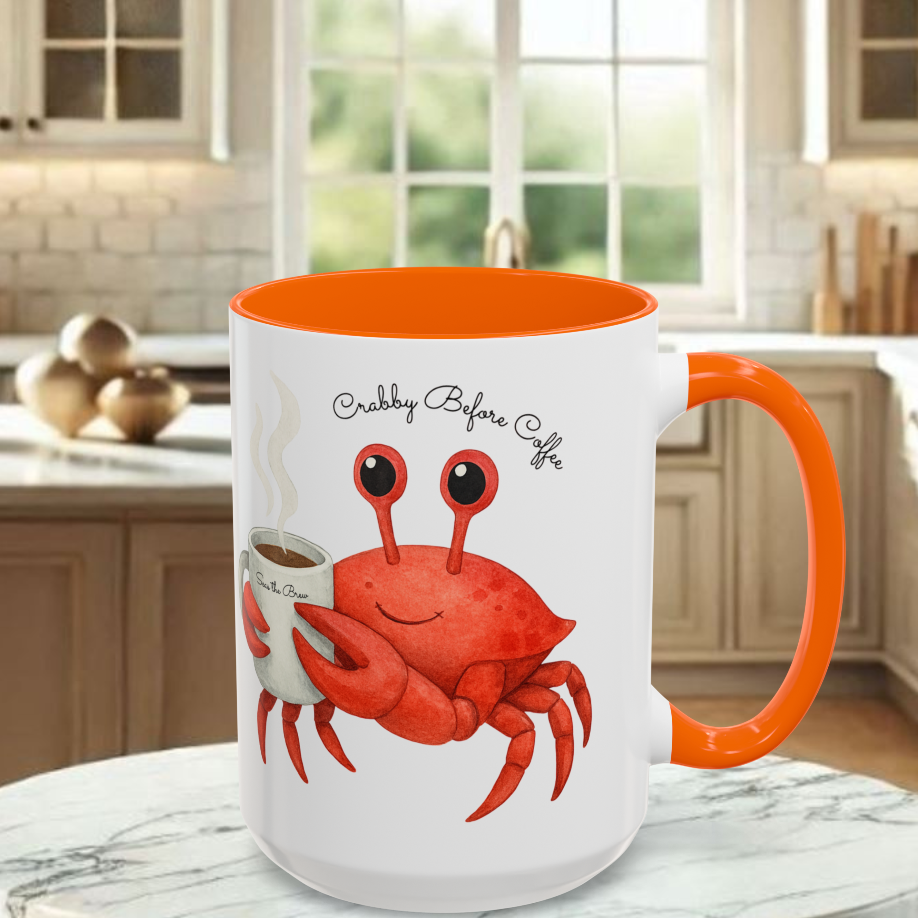 Crabby Before Coffee Coastal Cutie Mug (15oz) product thumbnail image