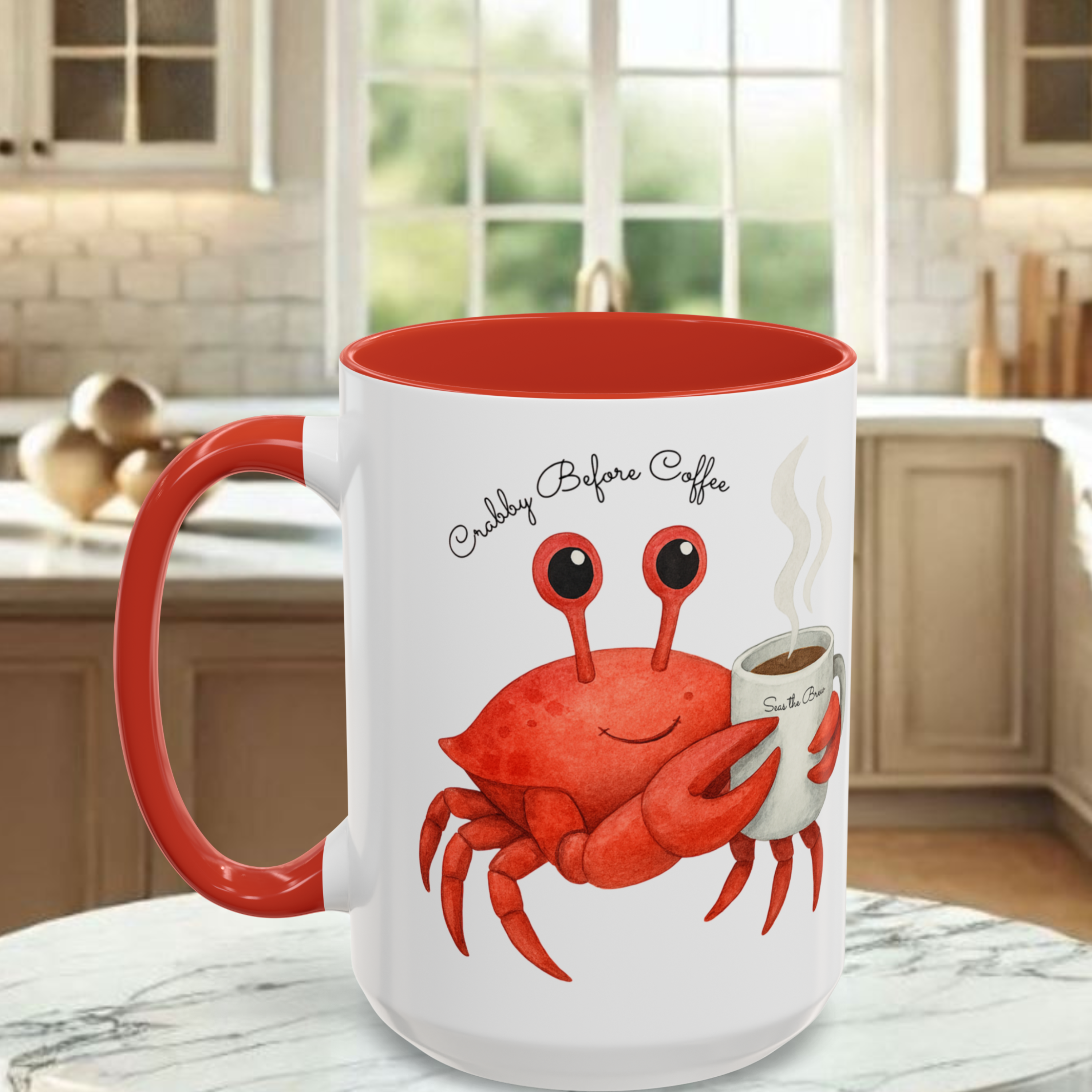 Crabby Before Coffee Coastal Cutie Mug (15oz) product thumbnail image