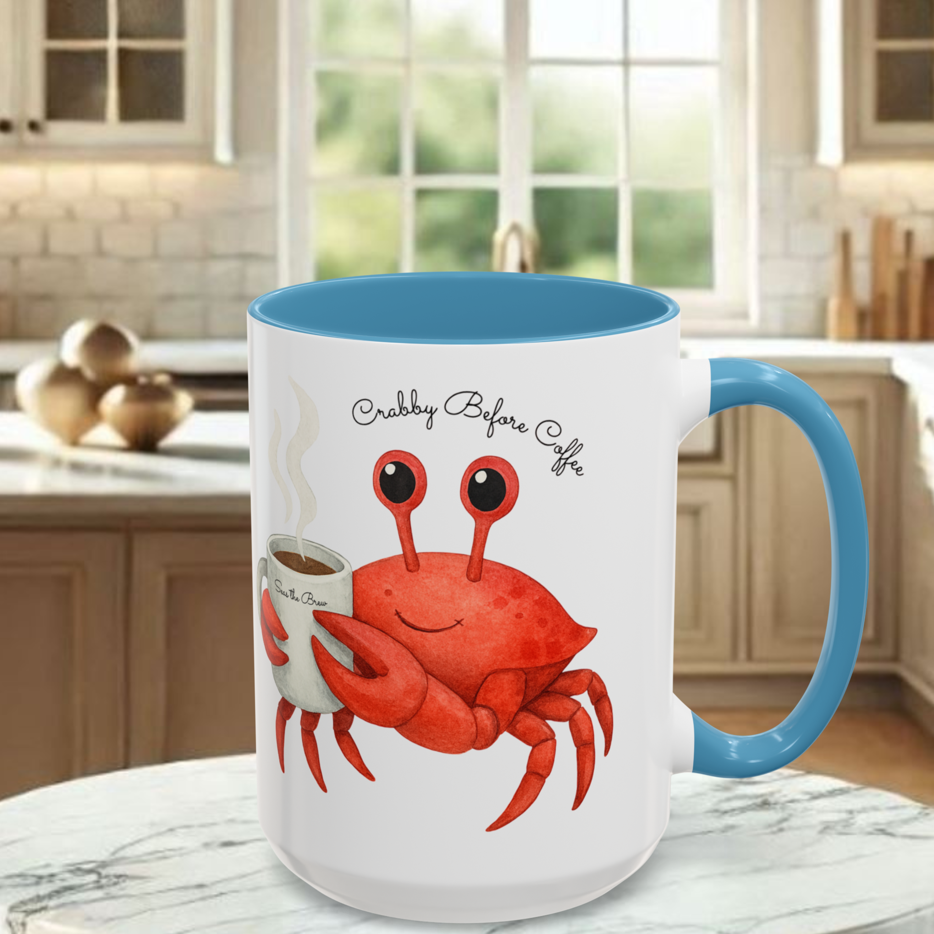 Crabby Before Coffee Coastal Cutie Mug (15oz) product thumbnail image
