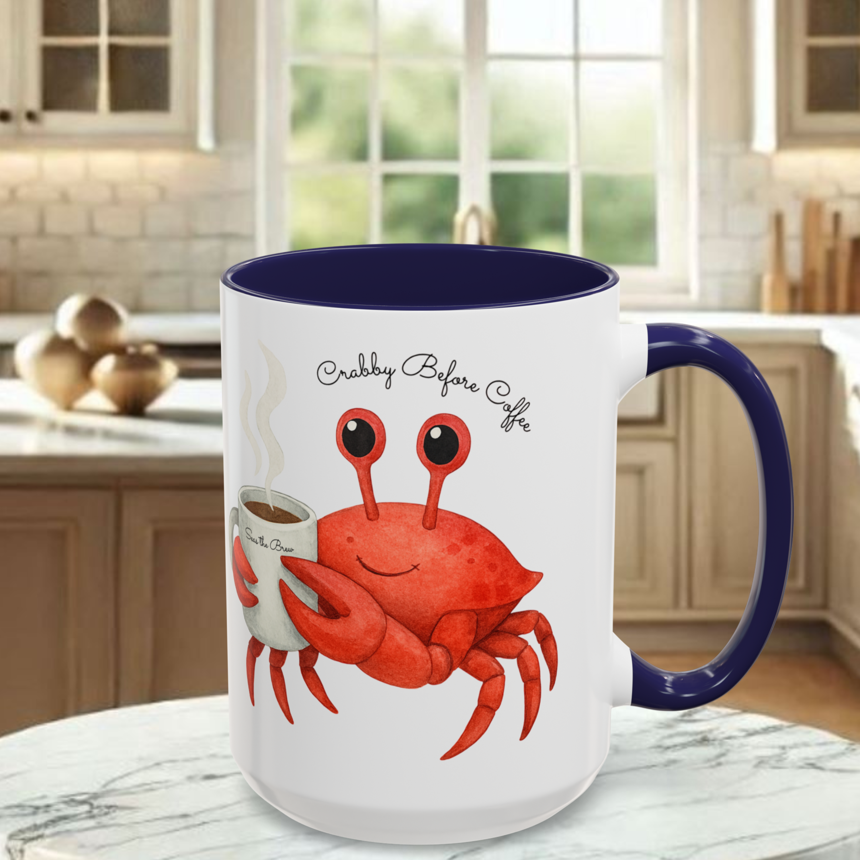 Crabby Before Coffee Coastal Cutie Mug (15oz) product thumbnail image