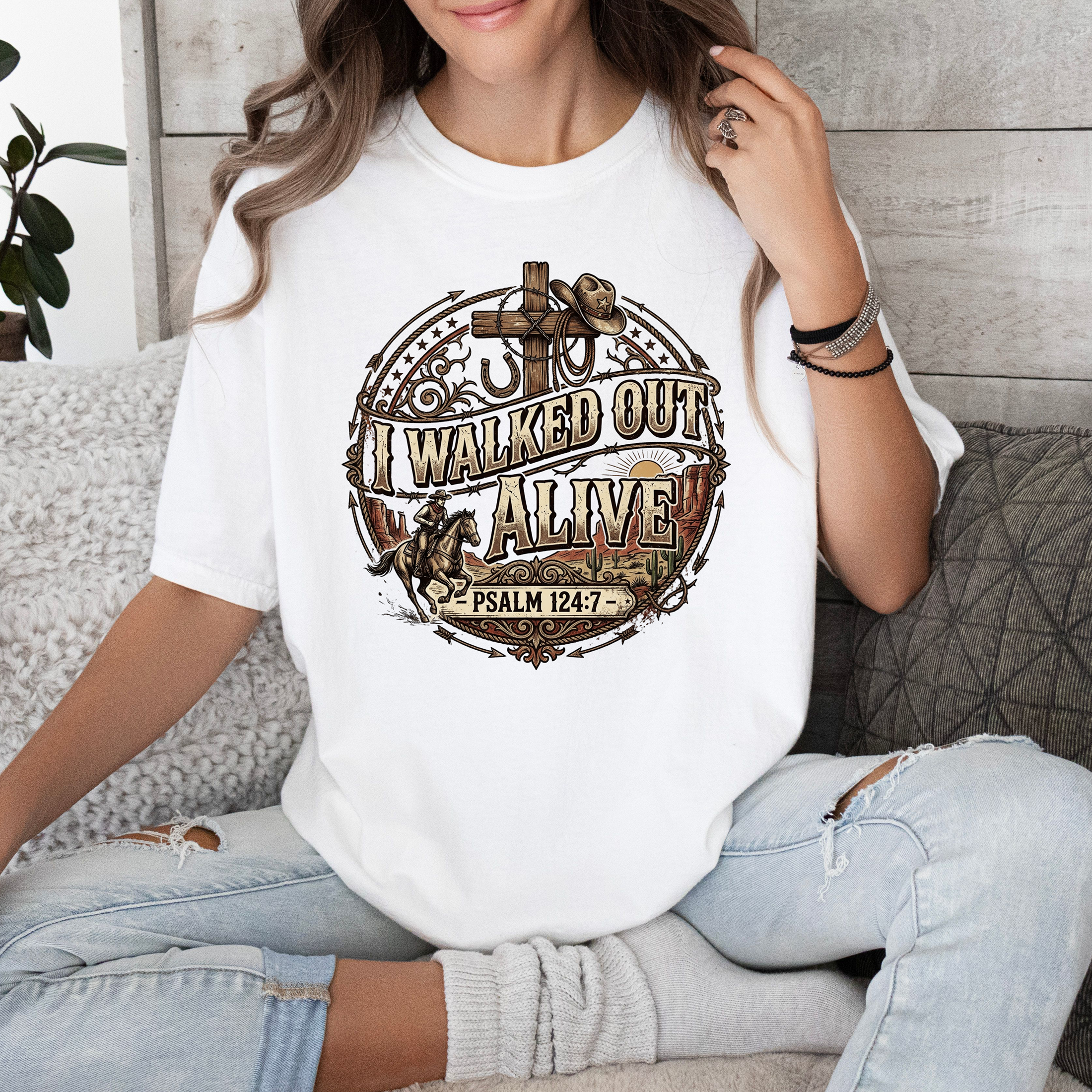 "I Walked Out Alive" Psalm 124:7 Christian Faith Graphic Tee