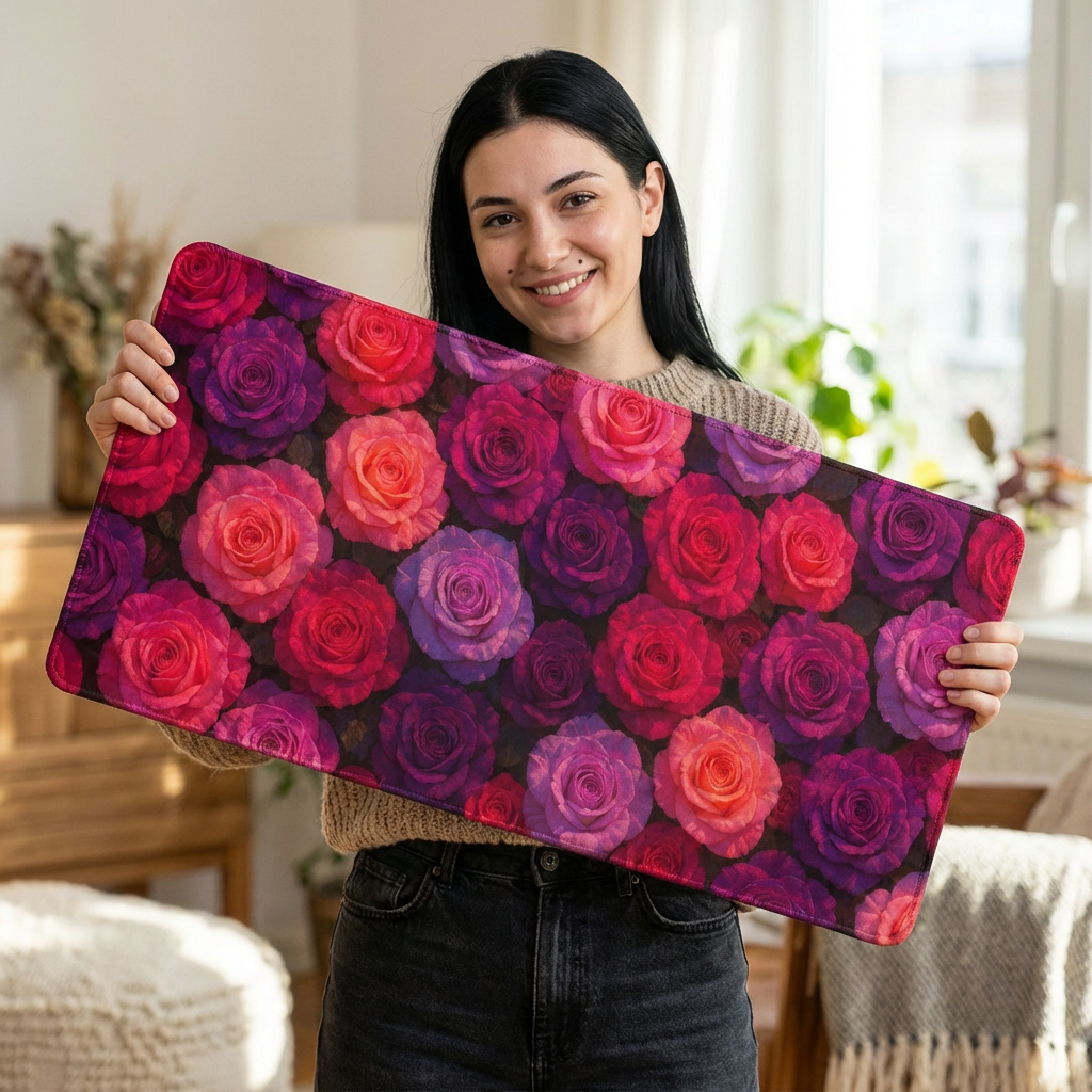 Rose Garden Desk Mat — Vibrant Pink & Purple Floral Mouse Pad product thumbnail image Rose Garden Desk Mat — Vibrant Pink & Purple Floral Mouse Pad product thumbnail image