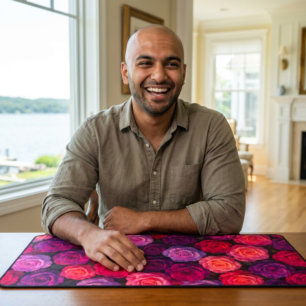 Rose Garden Desk Mat — Vibrant Pink & Purple Floral Mouse Pad product thumbnail image Rose Garden Desk Mat — Vibrant Pink & Purple Floral Mouse Pad product thumbnail image