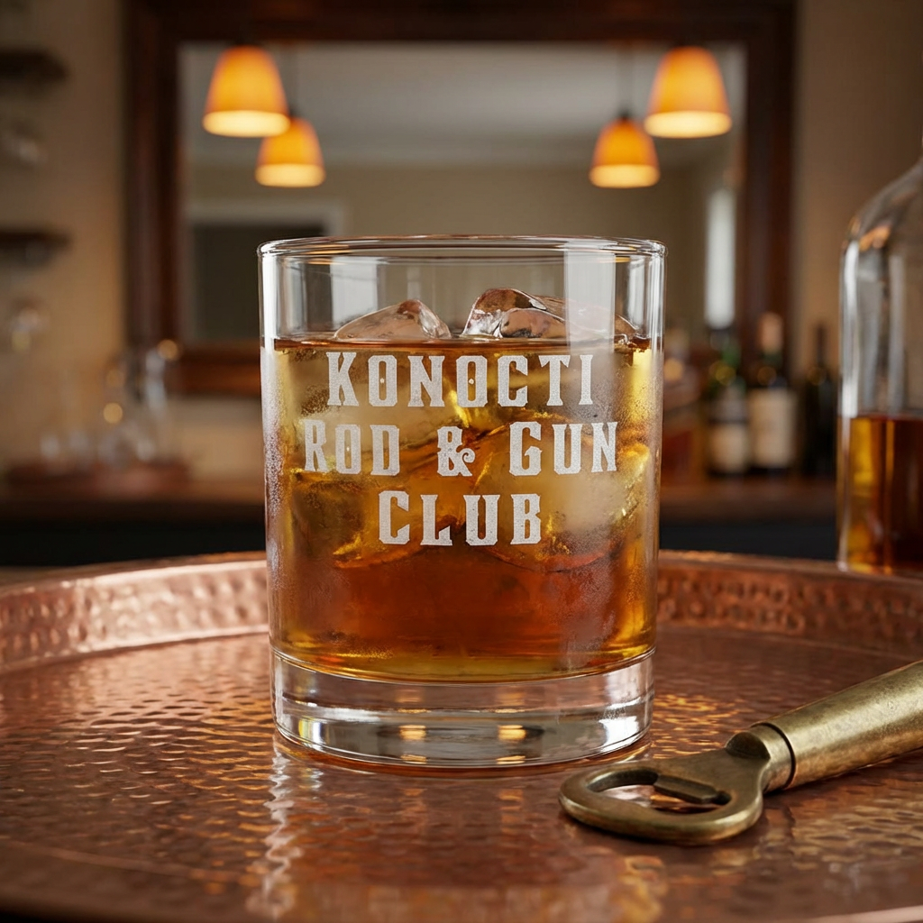 Engraved 10.5oz Rocks Glass - Featuring Konocti Rod & Gun Club product thumbnail image Engraved 10.5oz Rocks Glass - Featuring Konocti Rod & Gun Club product thumbnail image