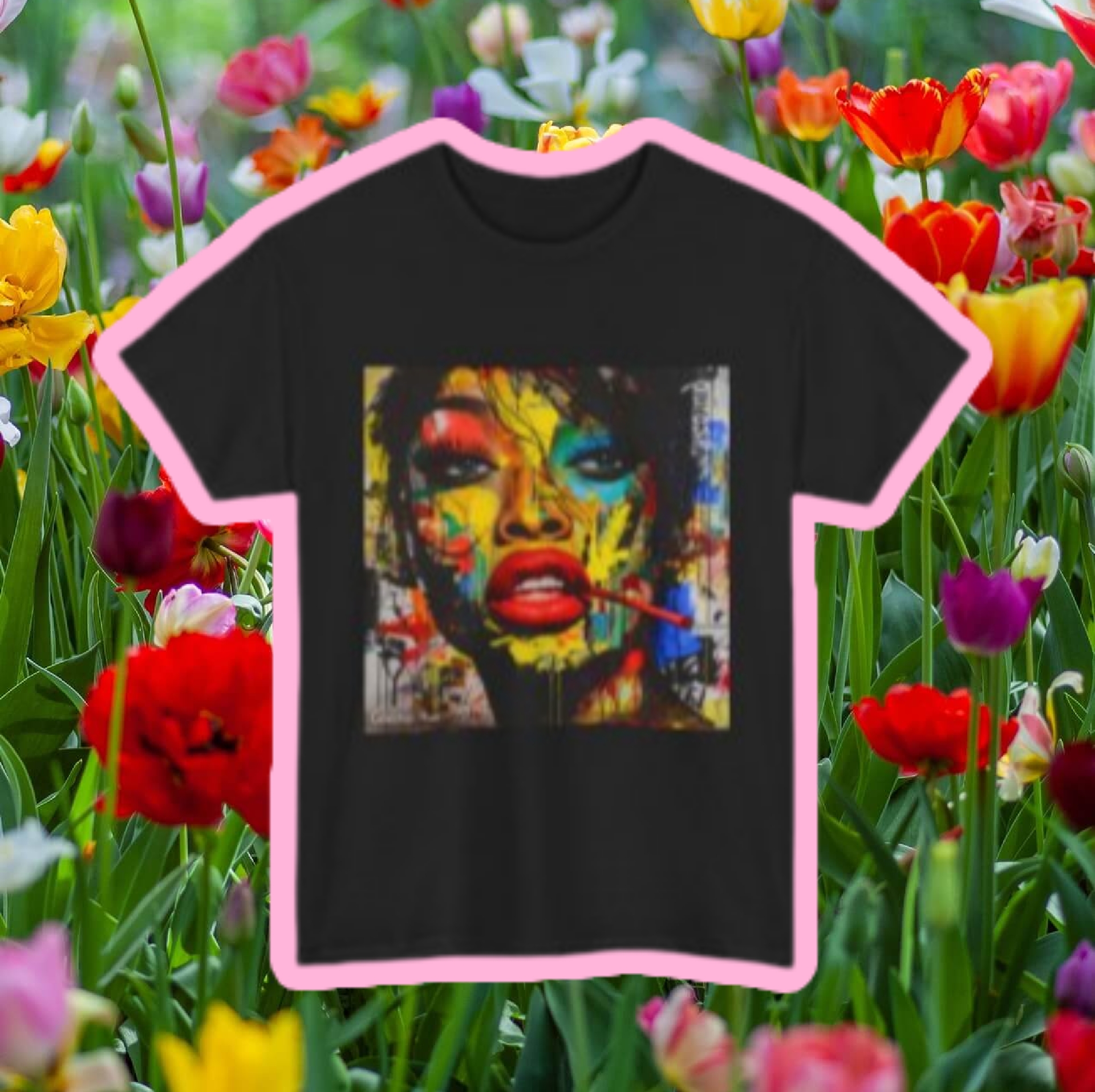 Graphic Tee — Colorful Pop Art Face T-Shirt