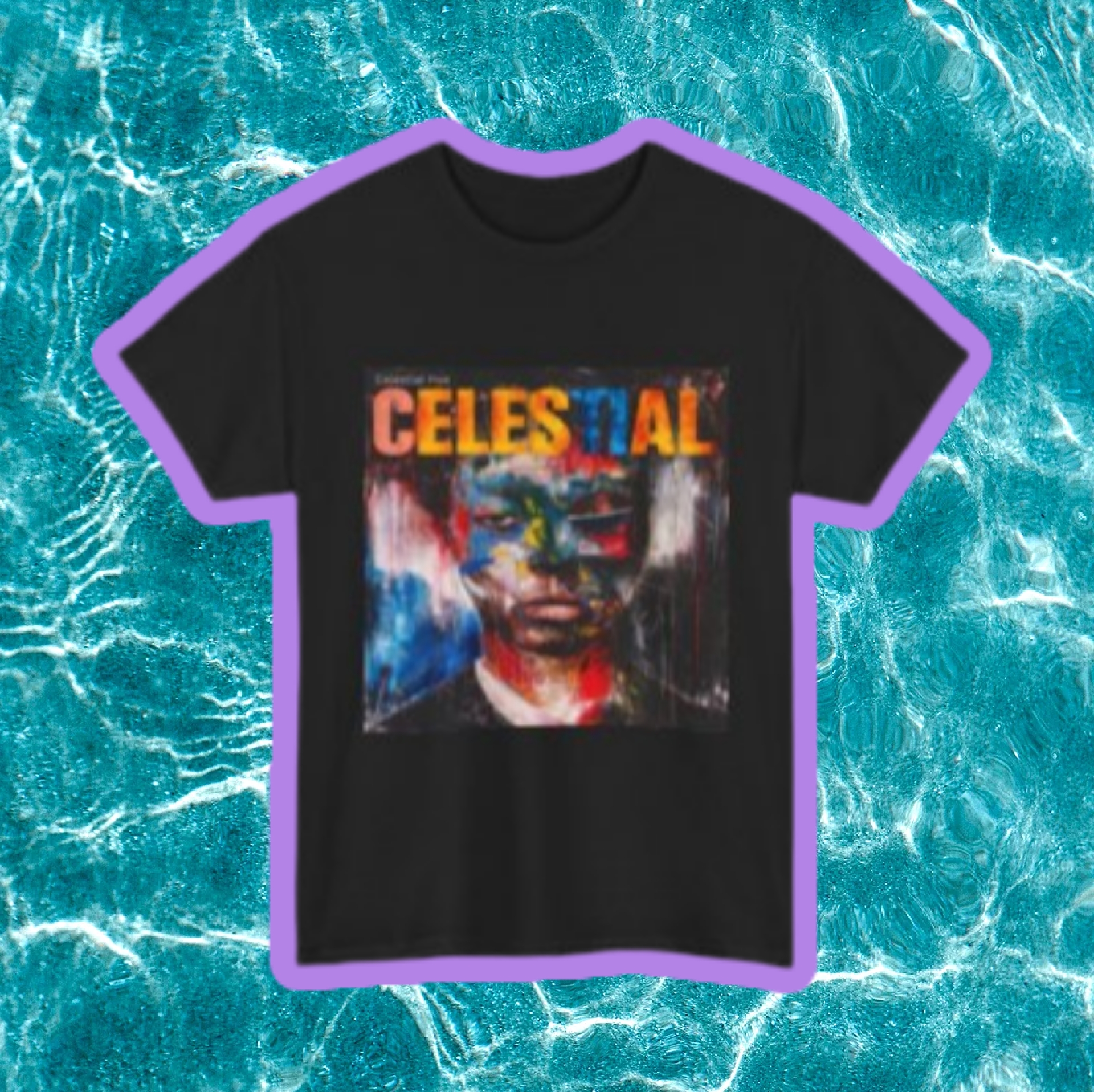 Celestial Portrait Graphic Tee — Abstract Painted Face Art T-Shirt product thumbnail image