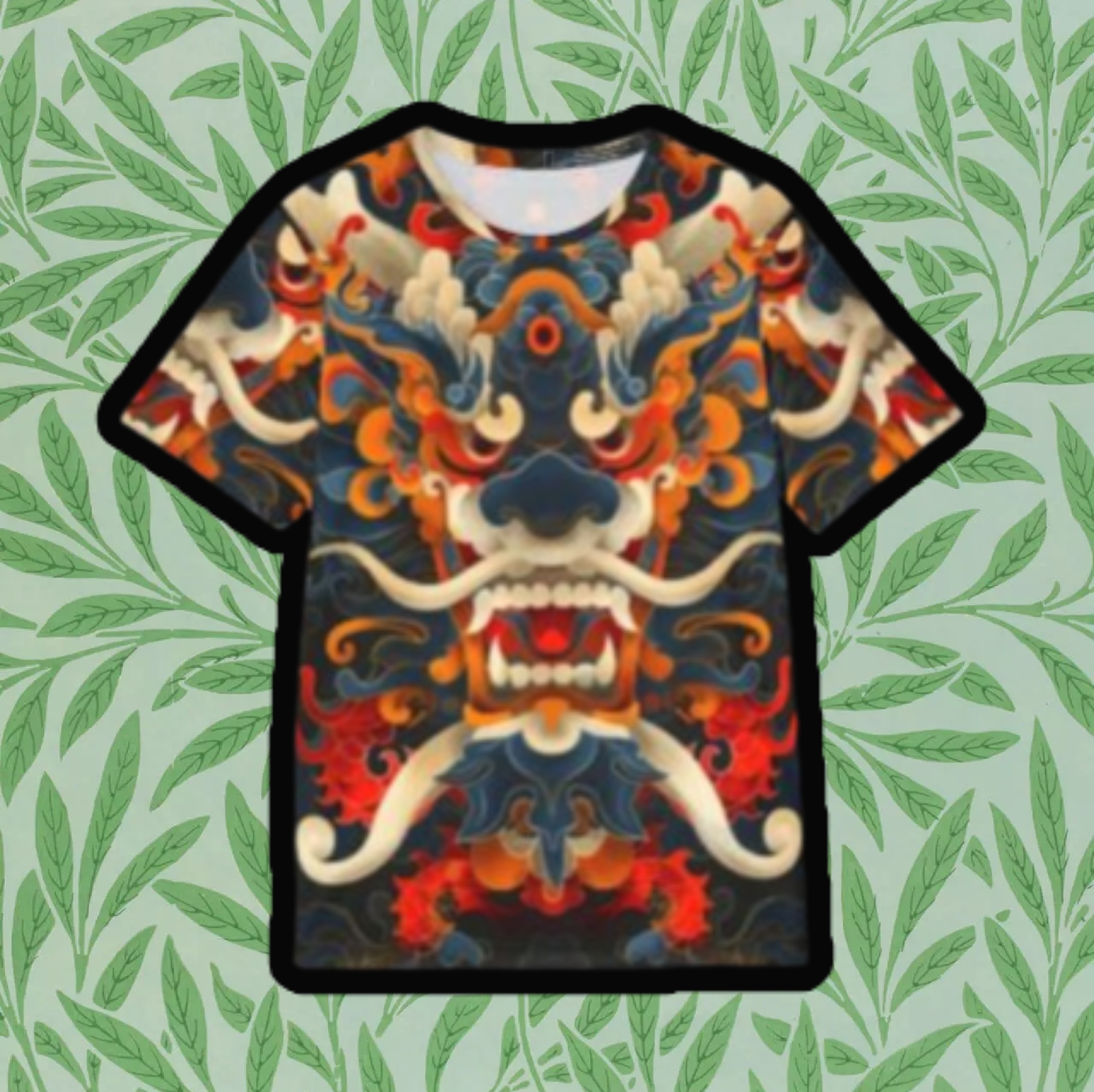 Dragon Mask Sports Jersey — Bold Asian-Inspired All-Over Print Tee