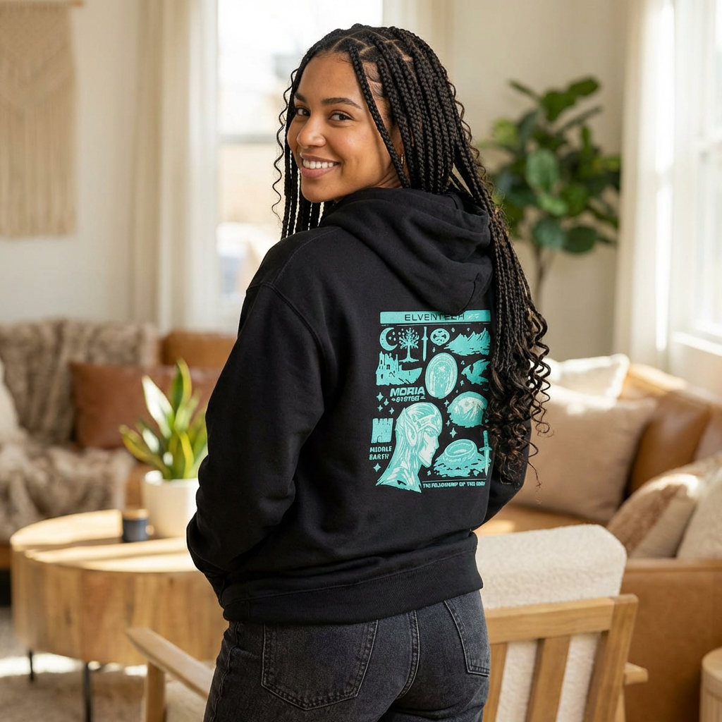 Zip Hoodie — Elven Celestial Anatomy Graphic Zip-Up Hoodie