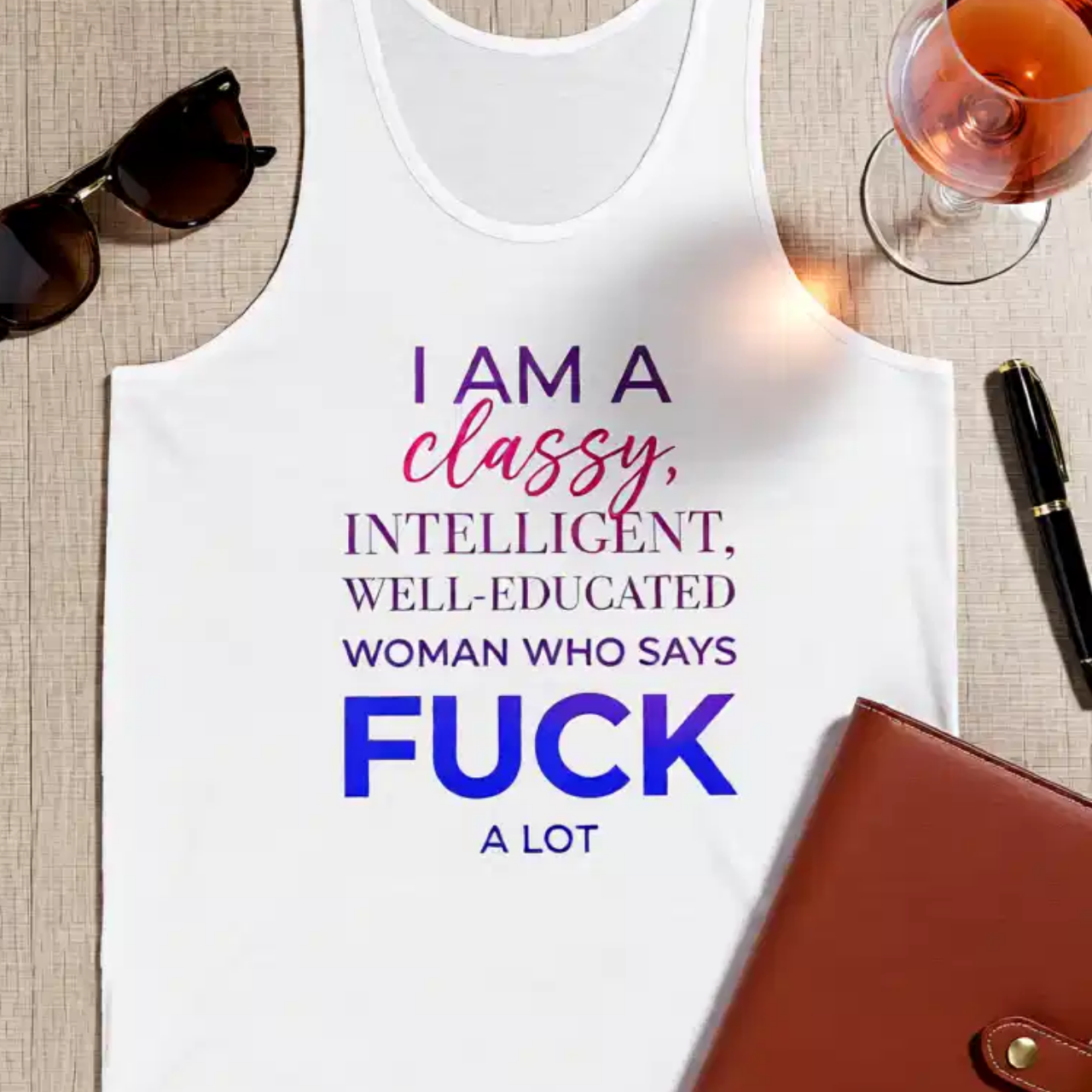 Classy Intelligent Woman Tank Top, Funny Feminist Gift, Bold Quote Tank, Empowerment Apparel, Sarcastic Gift Her, Well Educated Sleeveless product thumbnail image