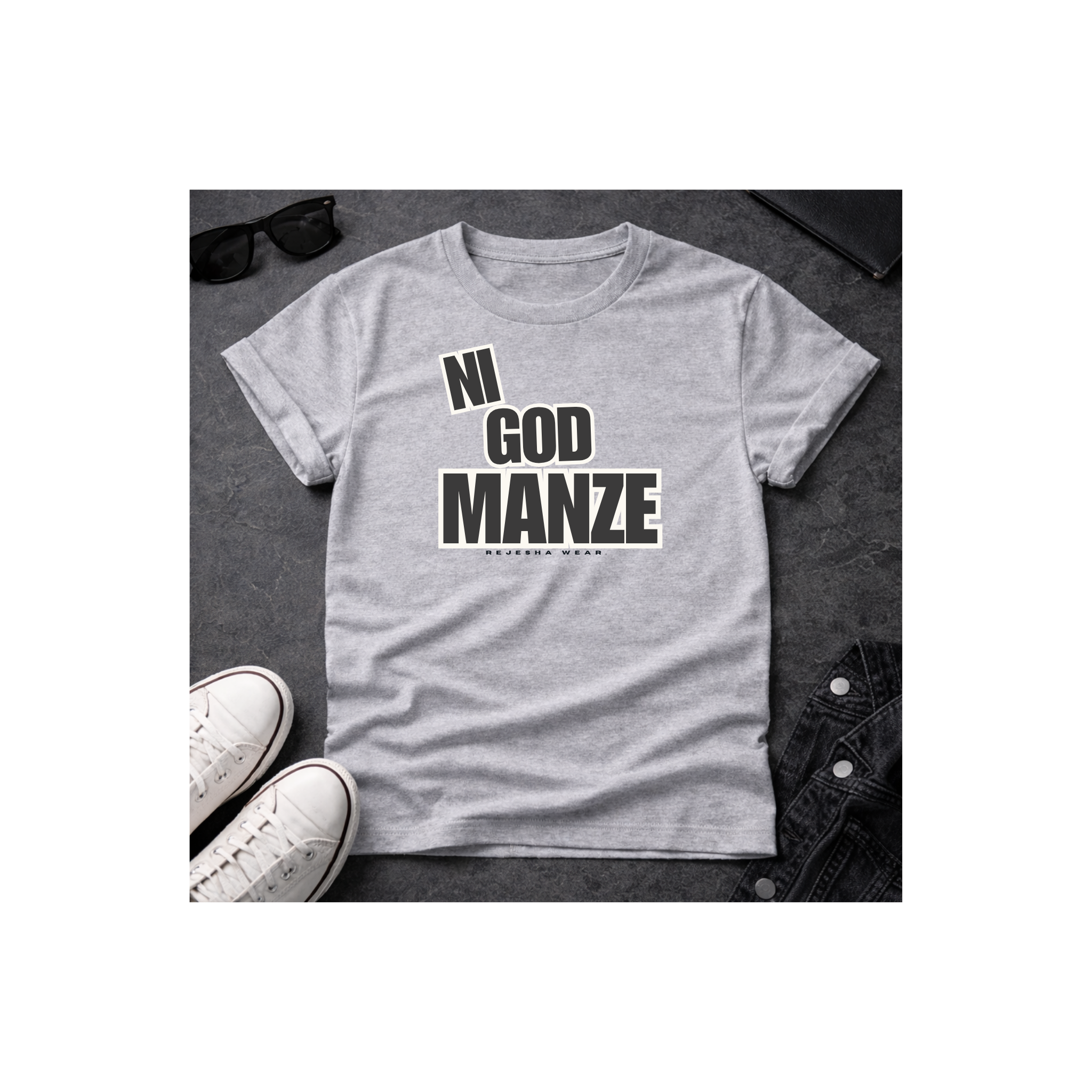 Ni God Manze T-Shirt — "It's Just By The Grace of God" Inspirational Swahili Tee