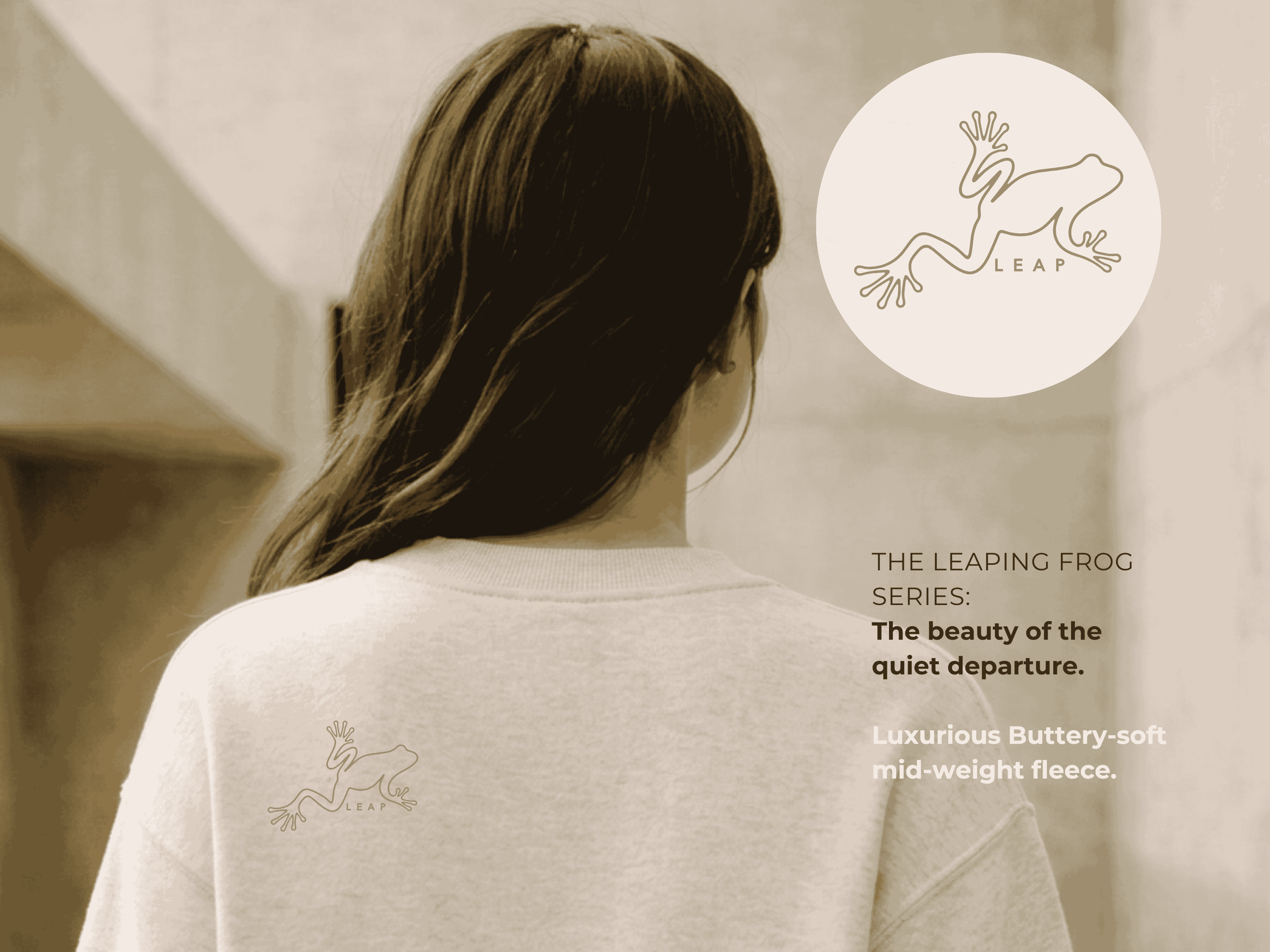 Minimalist Frog Sweatshirt, Quiet Luxury Crewneck, Midweight Fleece, Oversized Streetwear, Mindful Clothing, Meditation Gift product thumbnail image