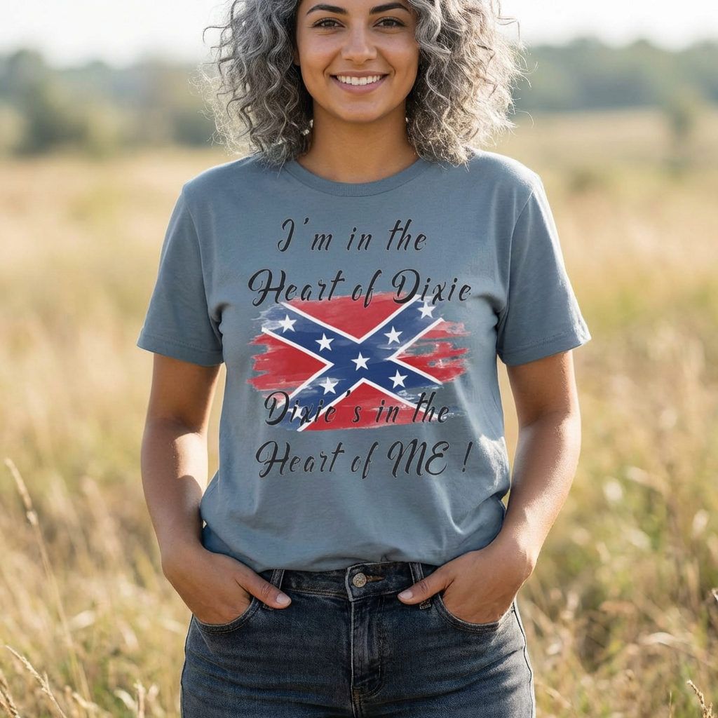 Confederate Flag T-Shirt - "I'm in the Heart of Dixie, Dixie’s in the Heart of Me" product thumbnail image Confederate Flag T-Shirt - "I'm in the Heart of Dixie, Dixie’s in the Heart of Me" product thumbnail image