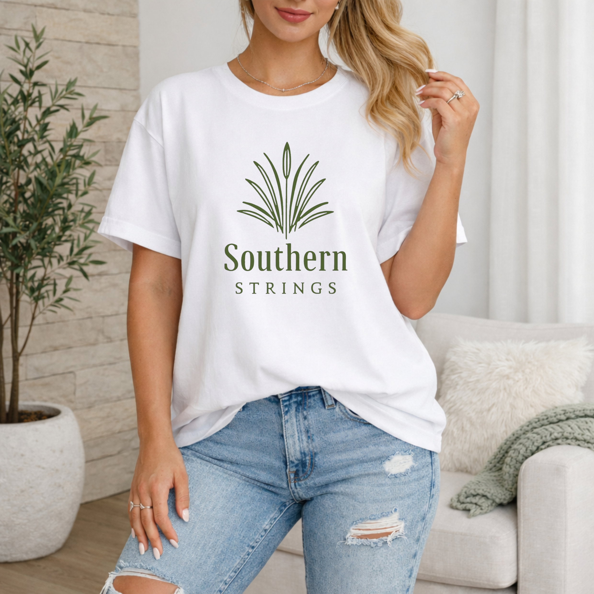 Southern Strings T-Shirt — Minimal Botanical Logo Tee product thumbnail image