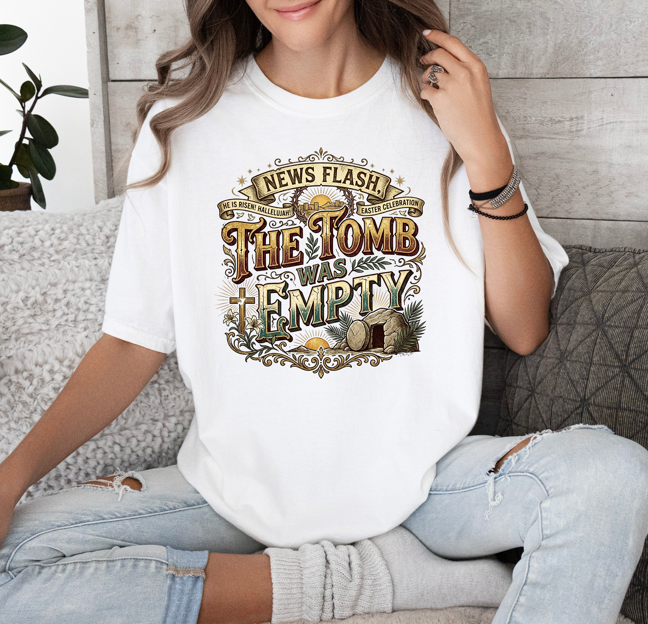 The Tomb Was Empty T-Shirt — Easter Christian Faith Graphic Tee product thumbnail image The Tomb Was Empty T-Shirt — Easter Christian Faith Graphic Tee product thumbnail image