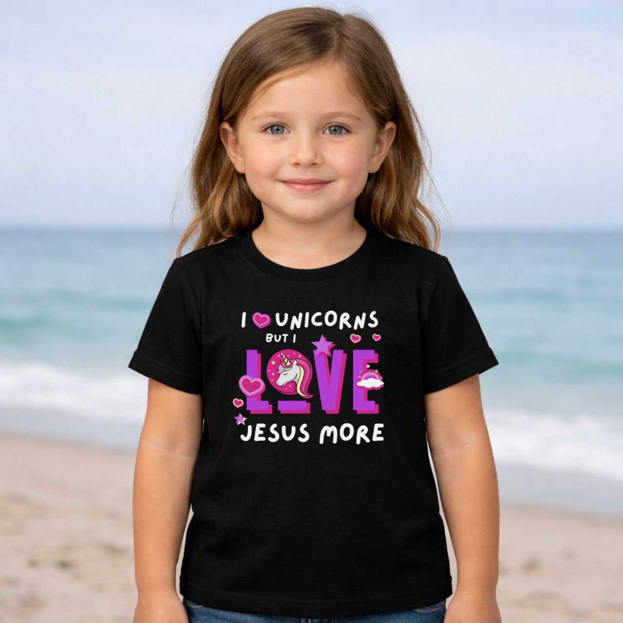 'Jesus Over Unicorns' Short Sleeve Toddler Tee product thumbnail image 'Jesus Over Unicorns' Short Sleeve Toddler Tee product thumbnail image