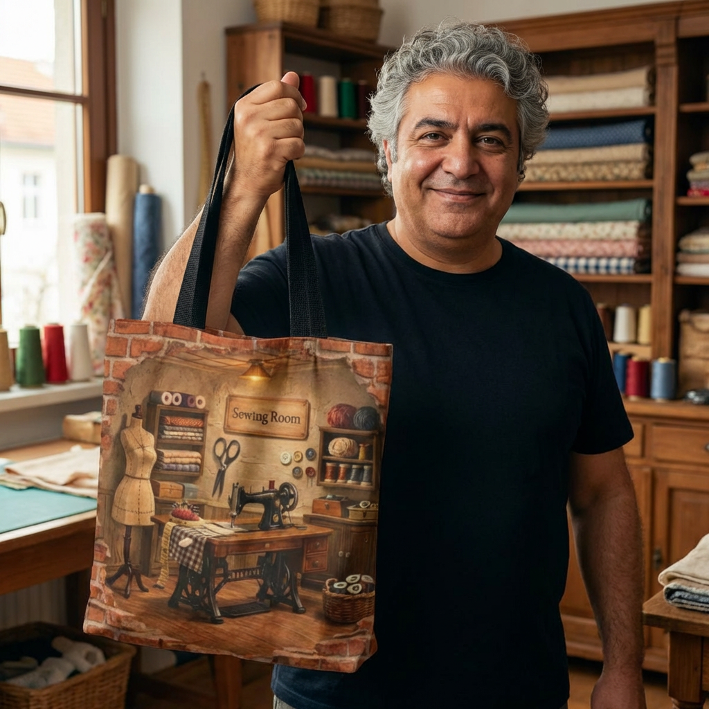 Sewing Room Vintage Sewing Tote Bag – Quilter &amp; Crafter Fabric Print product thumbnail image