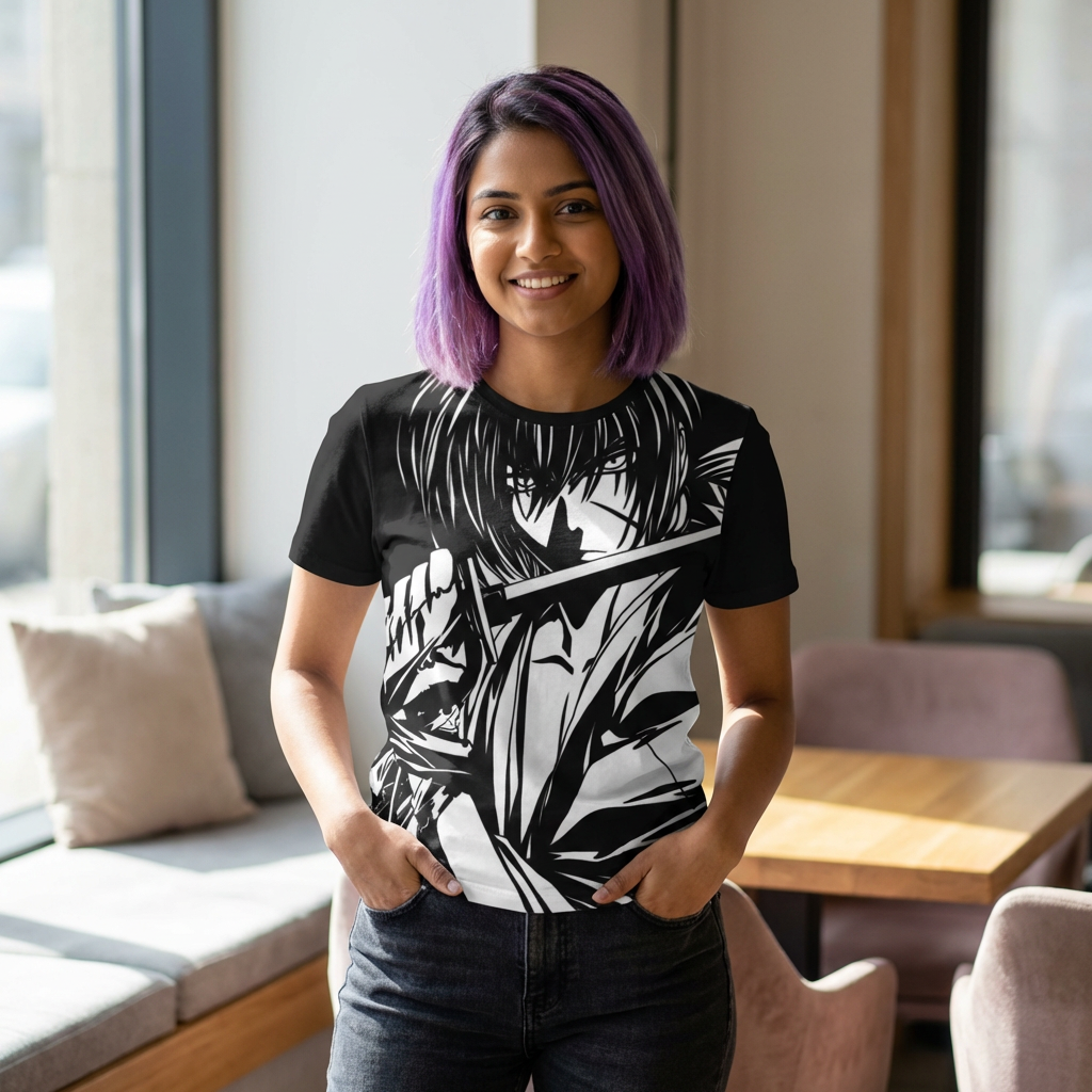 Anime Samurai X All-Over Print Tee — Men's Polyester AOP product thumbnail image