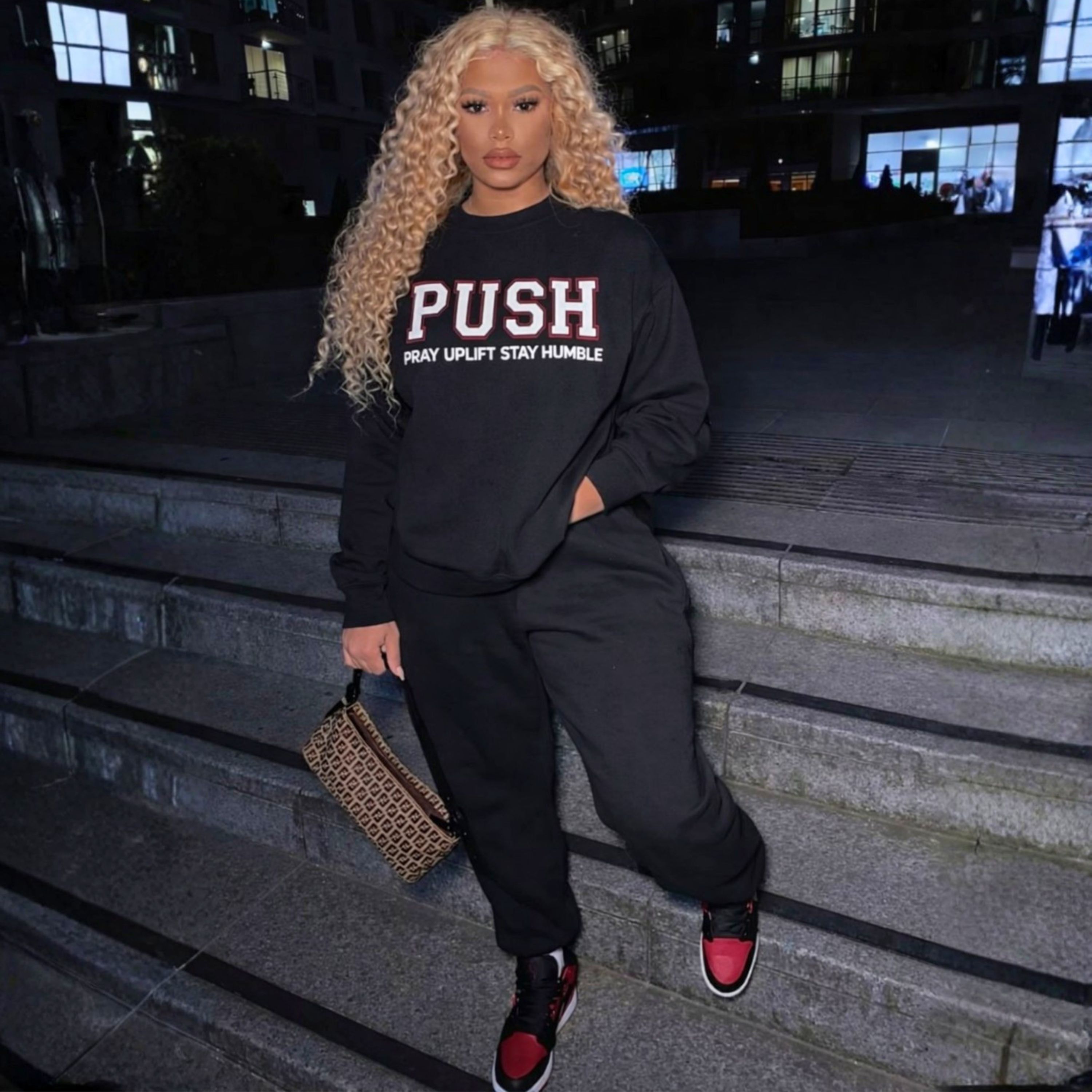Unisex "PUSH" Red/White/Black Sweatshirt