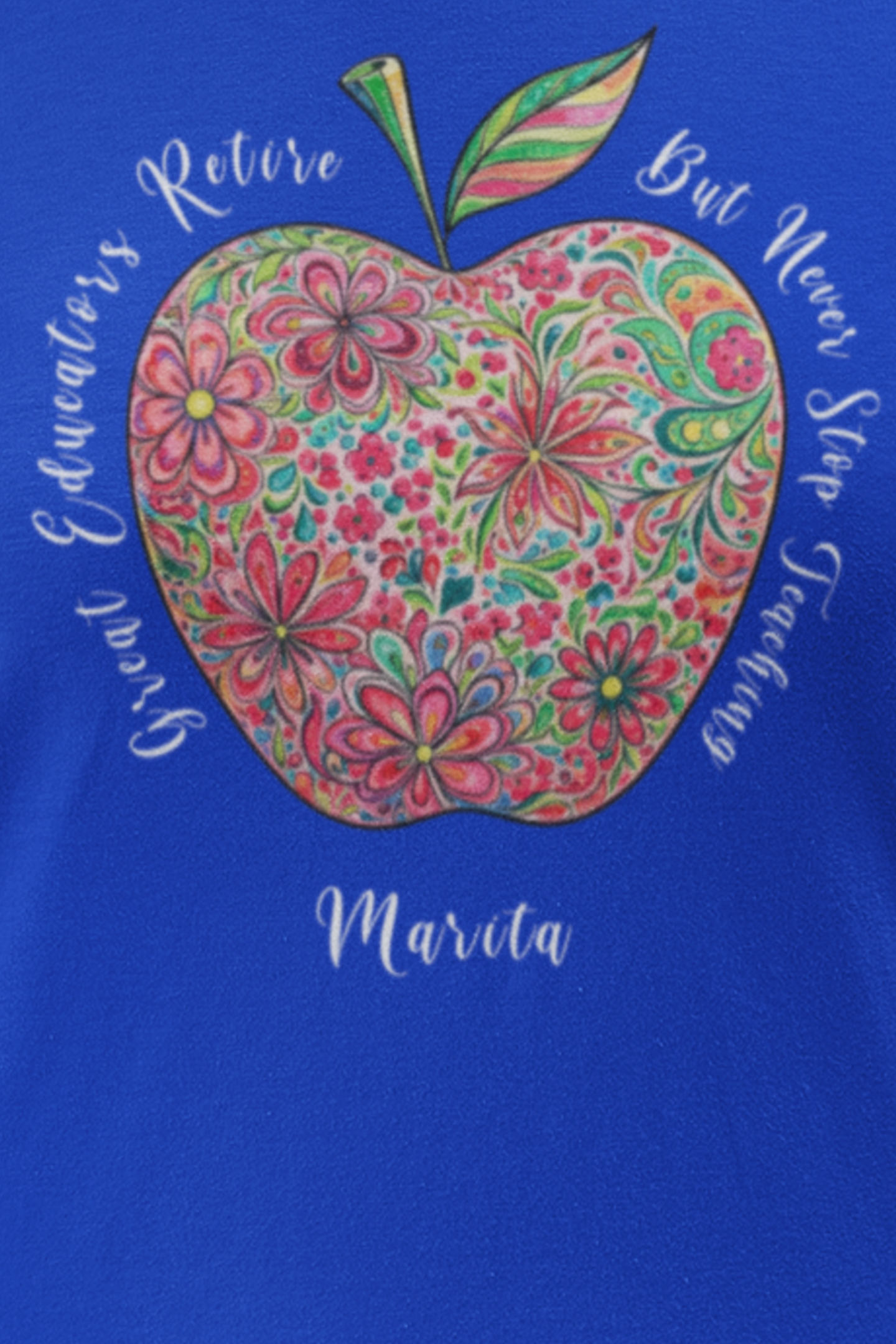 Teacher Apple Long Sleeve Tee — Floral "Best Teacher" Appreciation Shirt product thumbnail image