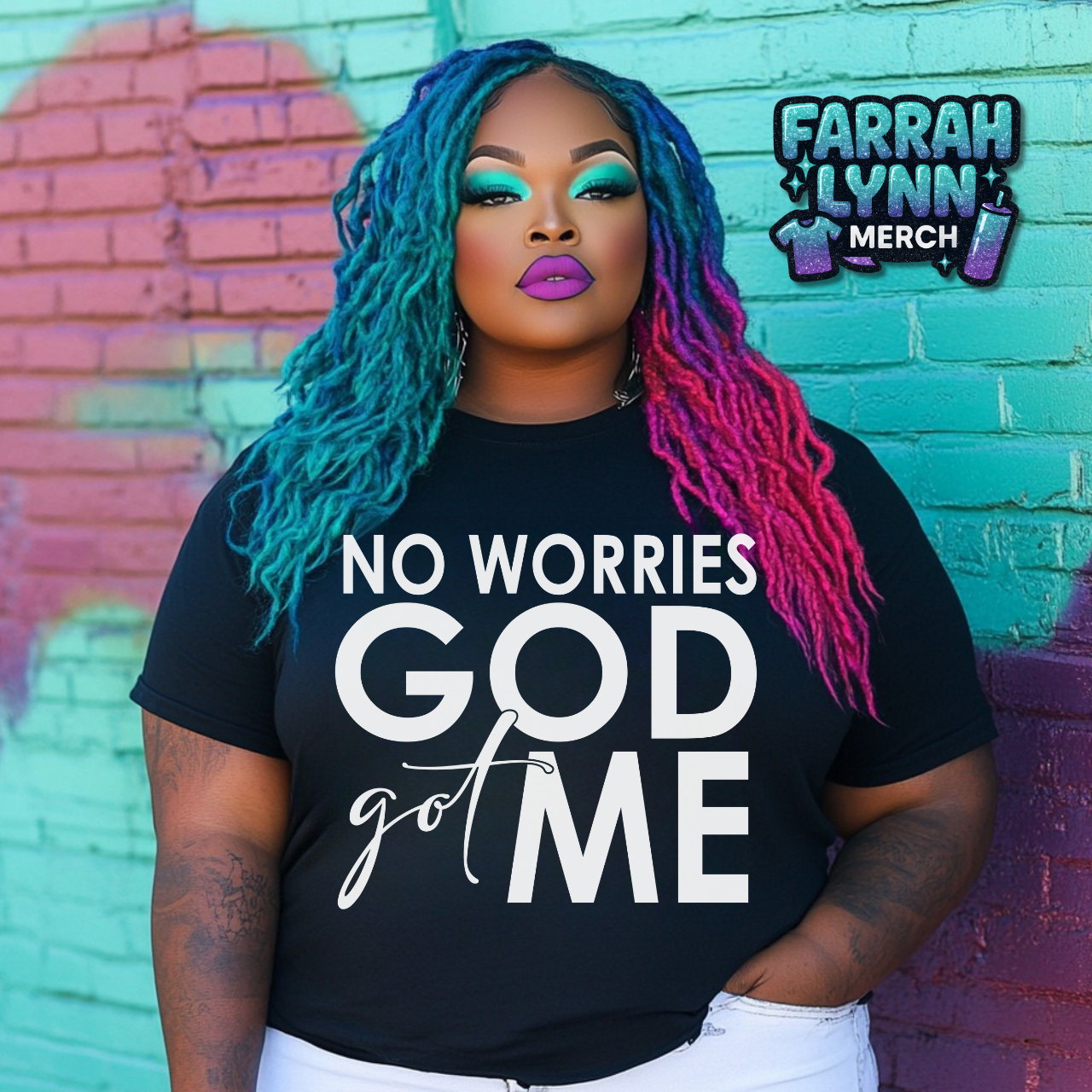 No Worries — "God Got Me" T-Shirt product thumbnail image No Worries — "God Got Me" T-Shirt product thumbnail image