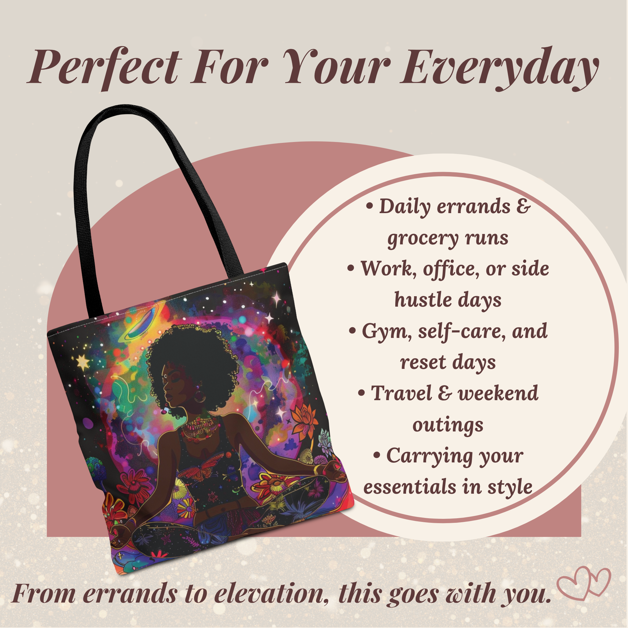 Celestial Energy Tote Bag | Feminine Power Aesthetic Carryall | Soft Life Luxury Bag | Black Woman Art Tote | Everyday Elevated Style $46.99 product thumbnail image Celestial Energy Tote Bag | Feminine Power Aesthetic Carryall | Soft Life Luxury Bag | Black Woman Art Tote | Everyday Elevated Style $46.99 product thumbnail image