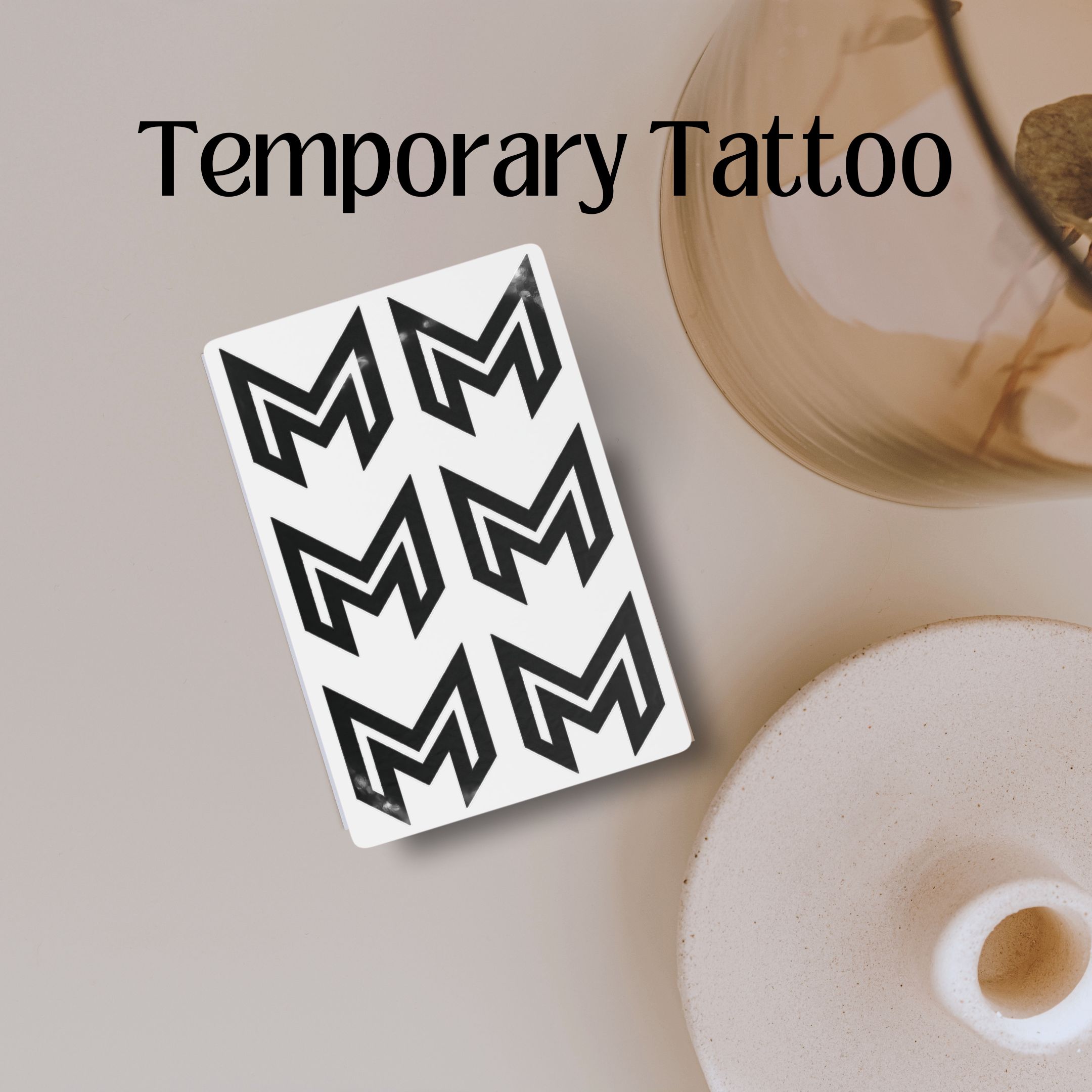 M Logo Temporary Tattoos — Black Tattoo Sticker Sheet product thumbnail image