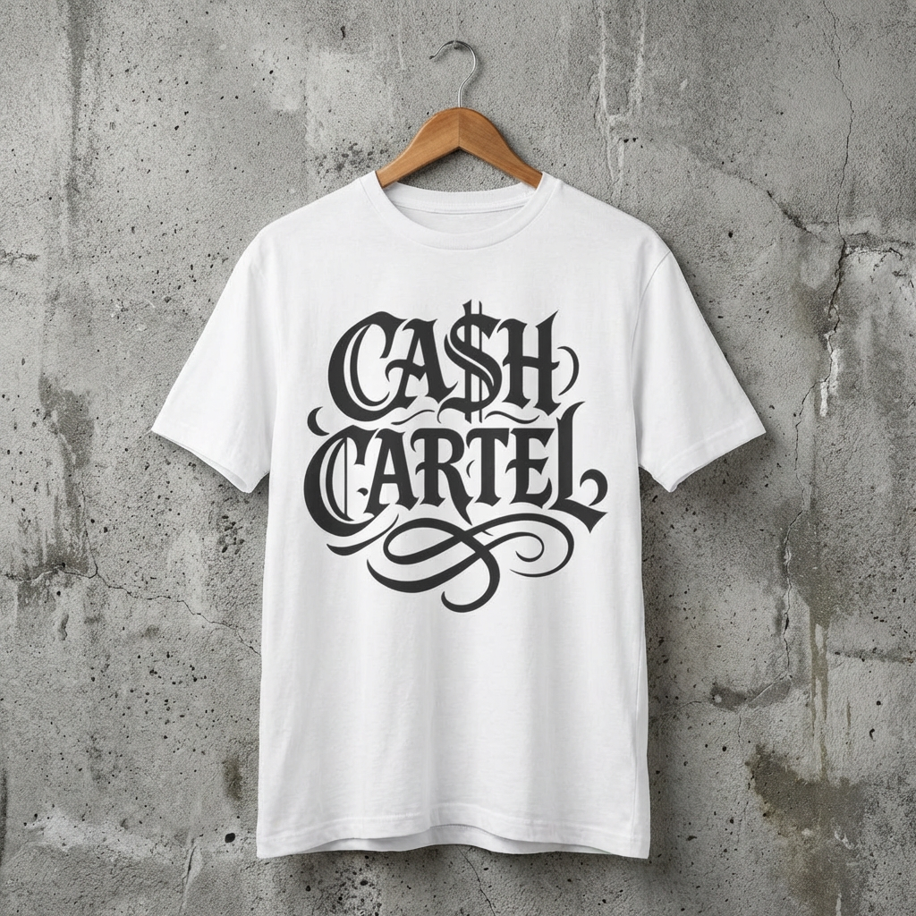 Ca$h Cartel Calligraphy Font T-Shirt product thumbnail image Ca$h Cartel Calligraphy Font T-Shirt product thumbnail image