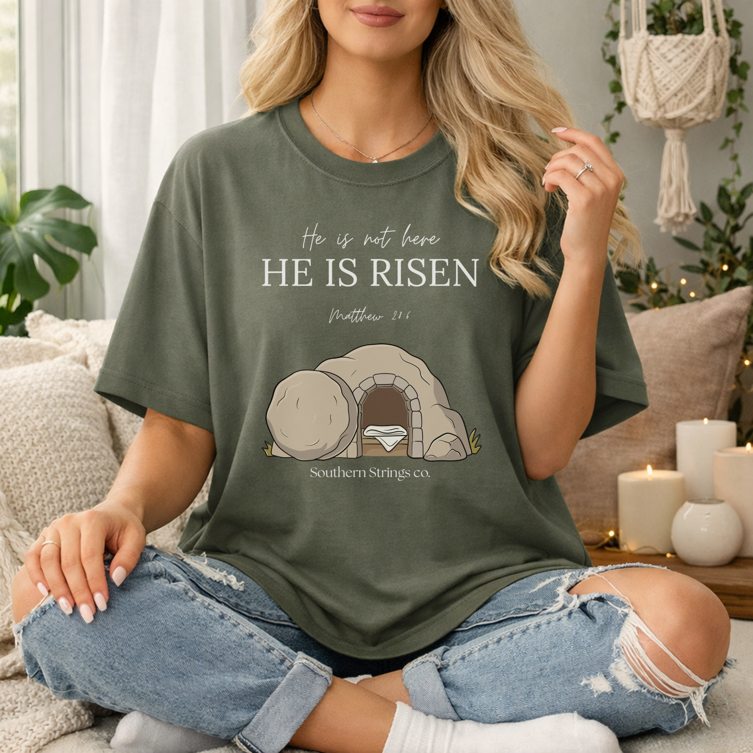 He Is Risen T-Shirt — Christian Easter Resurrection Tee product thumbnail image He Is Risen T-Shirt — Christian Easter Resurrection Tee product thumbnail image
