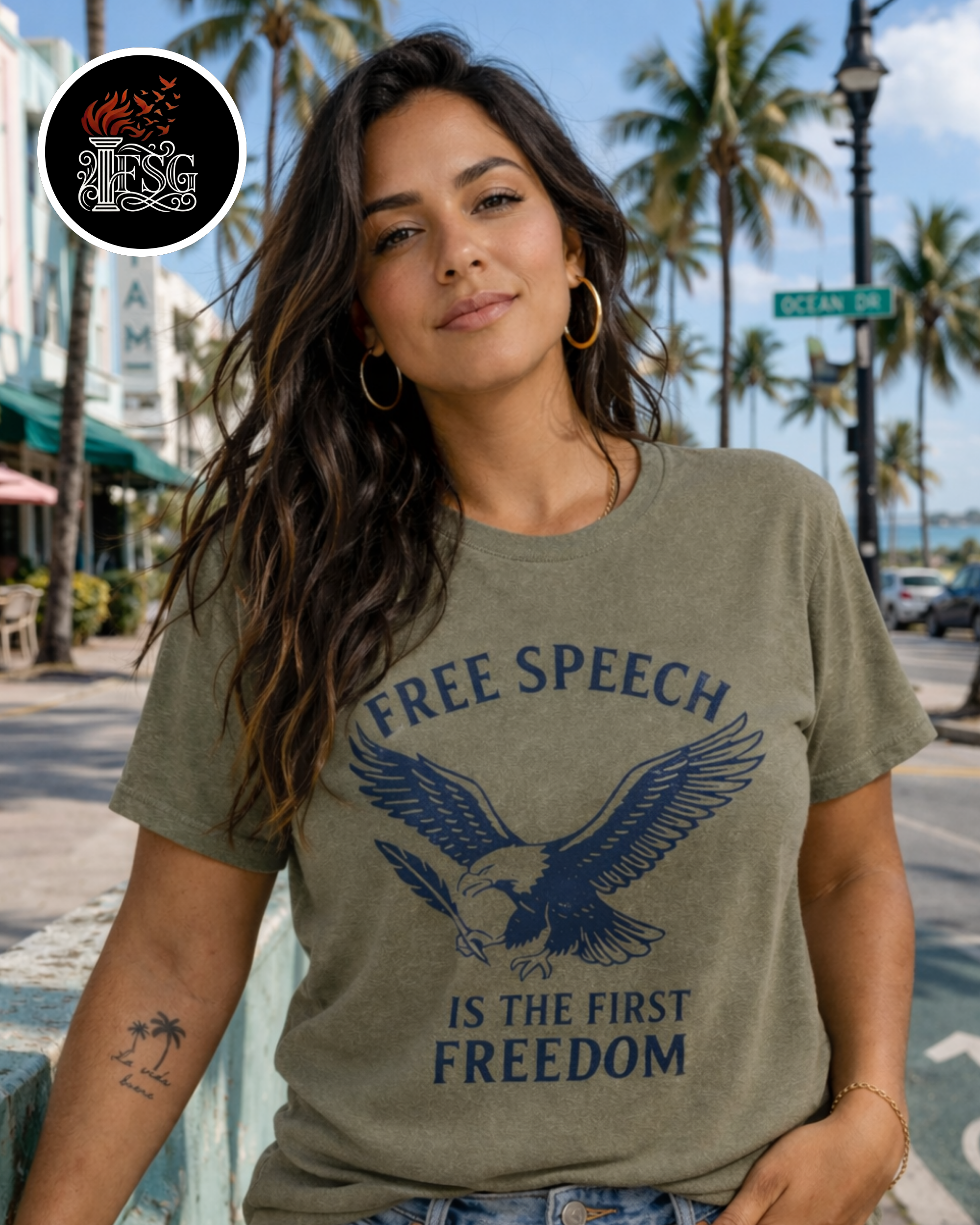 Free Speech Eagle T-Shirt "Free Speech Is The First Freedom" Patriotic Graphic Tee product thumbnail image
