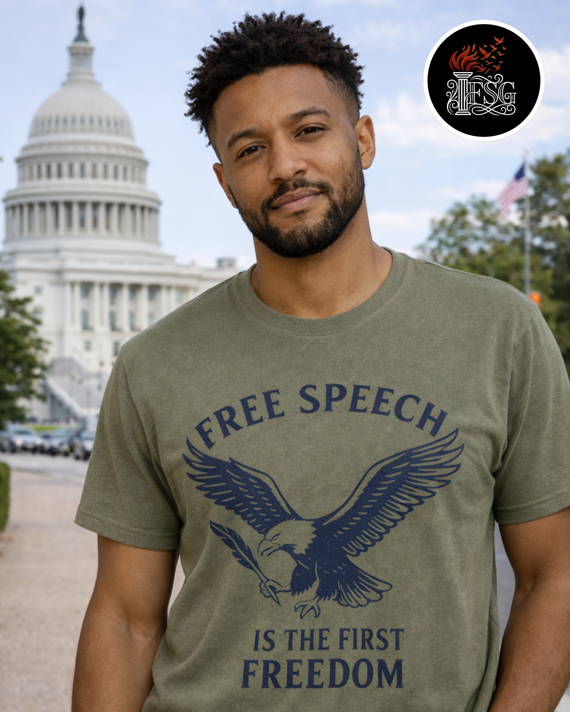Free Speech Eagle T-Shirt "Free Speech Is The First Freedom" Patriotic Graphic Tee product thumbnail image