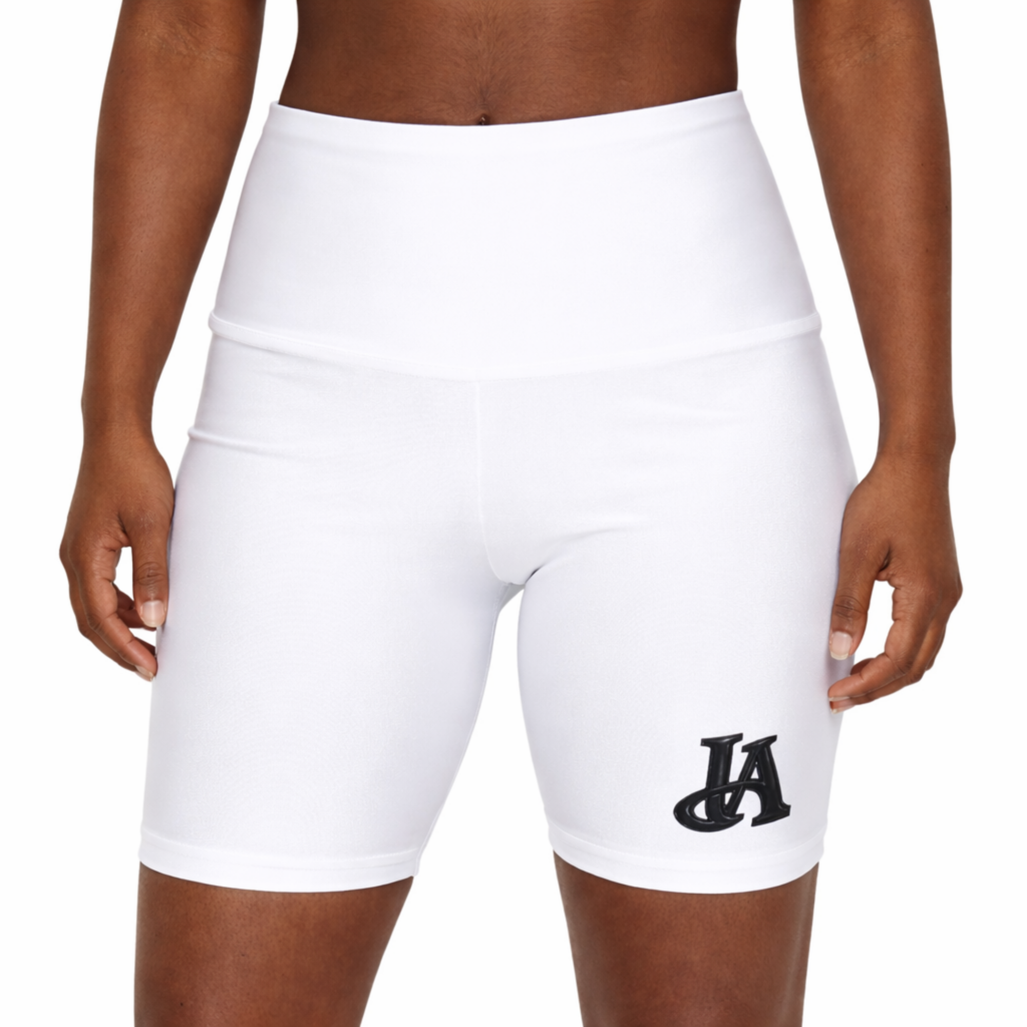 HEAVEN APPROVED-Women's White Workout Shorts — HA Monogram Logo Athletic Biker Shorts. Devine Comfort. Perfect Motivational Gift product thumbnail image HEAVEN APPROVED-Women's White Workout Shorts — HA Monogram Logo Athletic Biker Shorts. Devine Comfort. Perfect Motivational Gift product thumbnail image