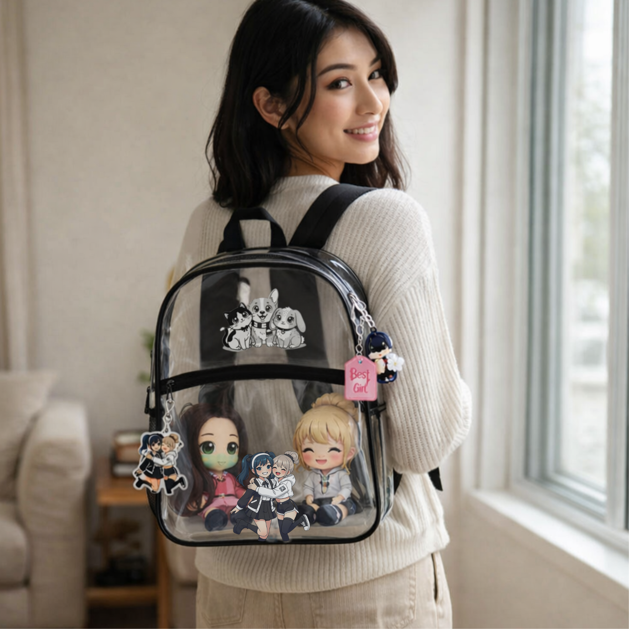 Clear Ita Bag Backpack – Anime Ita Bag for Pins, Plush & Charms – Kawaii Anime Backpack, Design Your Own product thumbnail image Clear Ita Bag Backpack – Anime Ita Bag for Pins, Plush & Charms – Kawaii Anime Backpack, Design Your Own product thumbnail image
