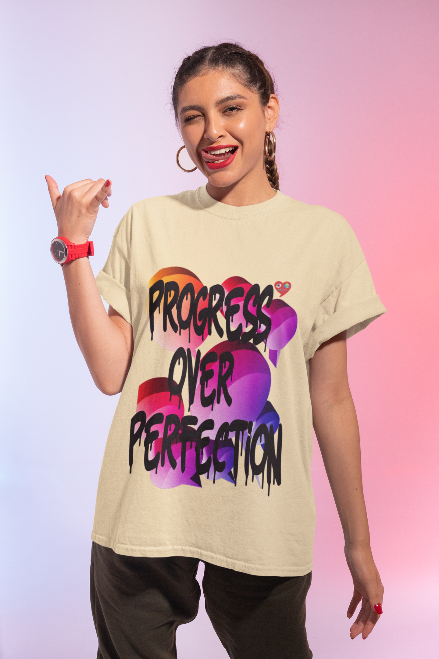 Progress Over Perfection T‑Shirt — Motivational Graffiti Tee product thumbnail image